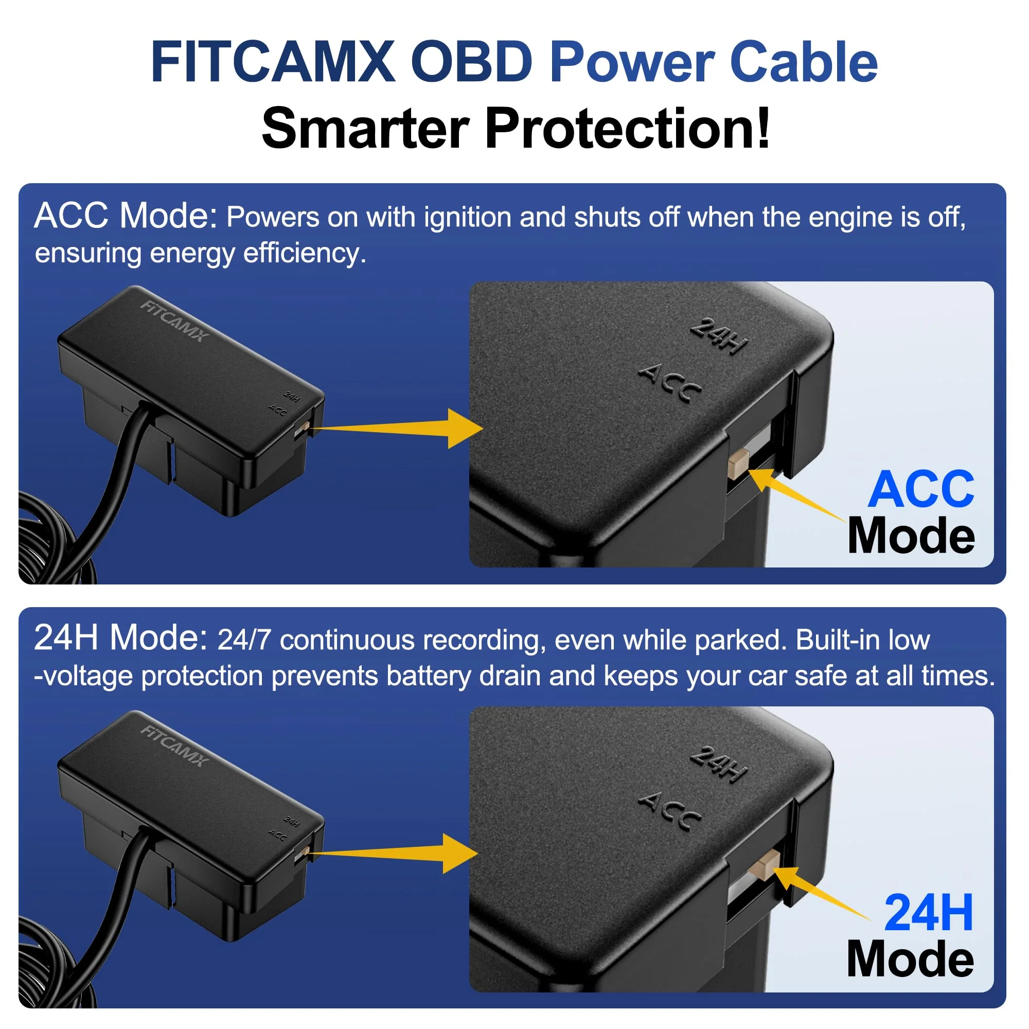 FITCAMX OBD Cable Dash Cams, Upgrade Parking Monitoring, Hardwire Wire Kit Accessories - Image 3