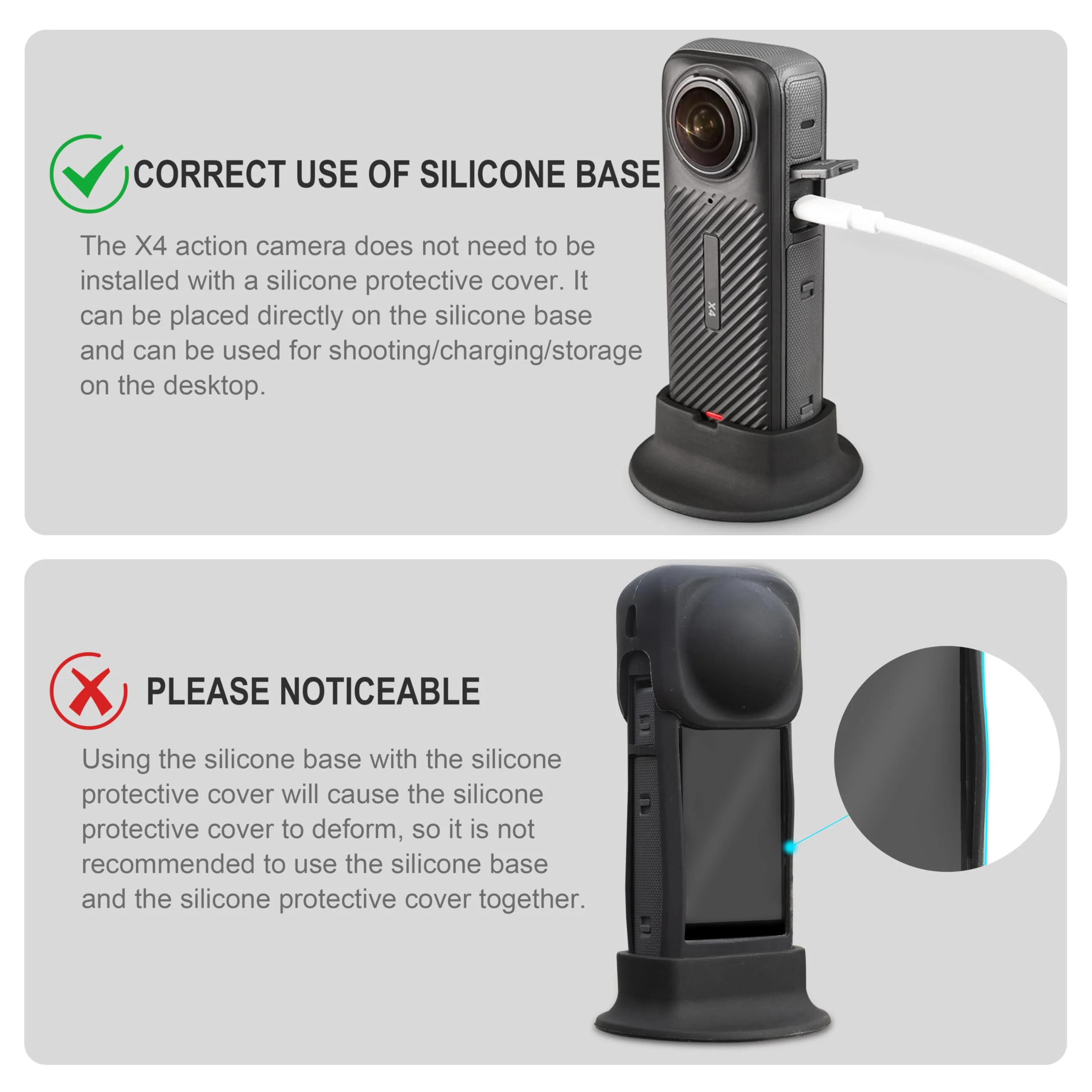 FitStill Protection Accessories Kit Only for Insta 360 X4 Optical Tempered Glass Screen Protector(2 PCS)+Rubber Lens Cap+Silicone Rubber Protective Case+Silicone Support Base Mount Insta 360x4 Accessory - Image 2