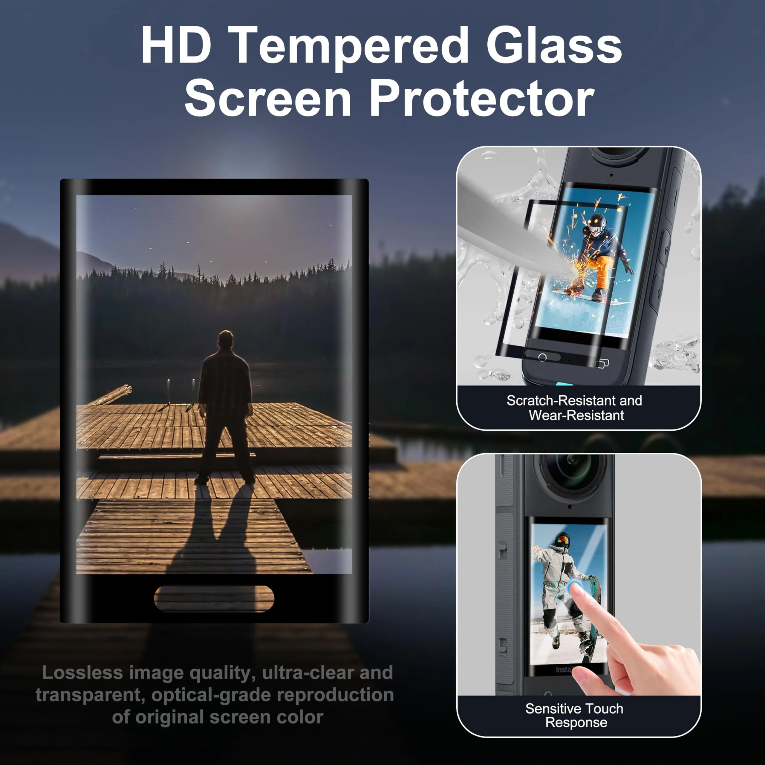 FitStill Protection Accessories Kit Only for Insta 360 X5 Optical 2PCS Tempered Glass Screen Protector+Rubber Lens Cap+Silicone Rubber Protective Case+Silicone Support Base Mount Insta 360x5 Accessory - Image 3