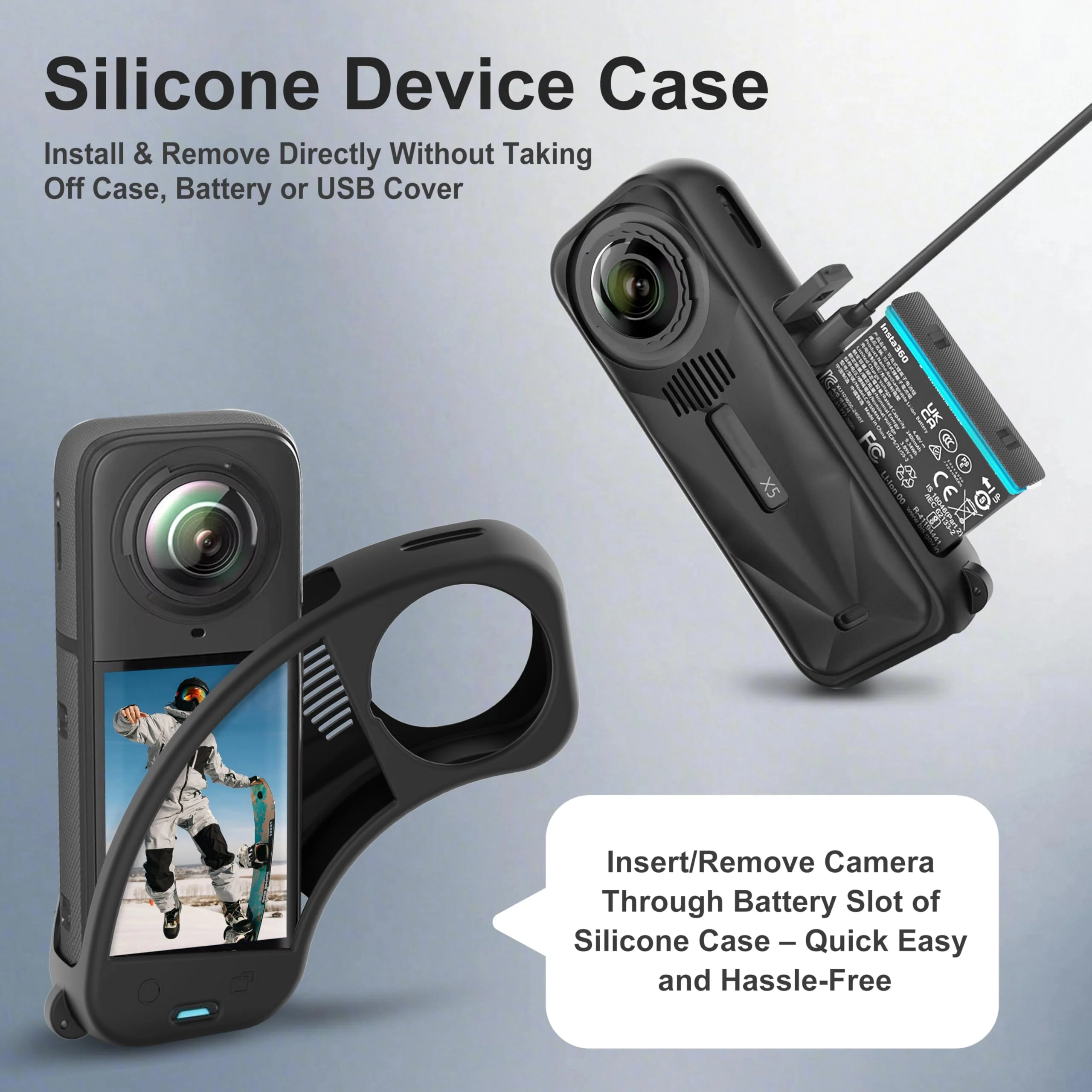 FitStill Protection Accessories Kit Only for Insta 360 X5 Optical 2PCS Tempered Glass Screen Protector+Rubber Lens Cap+Silicone Rubber Protective Case+Silicone Support Base Mount Insta 360x5 Accessory - Image 4