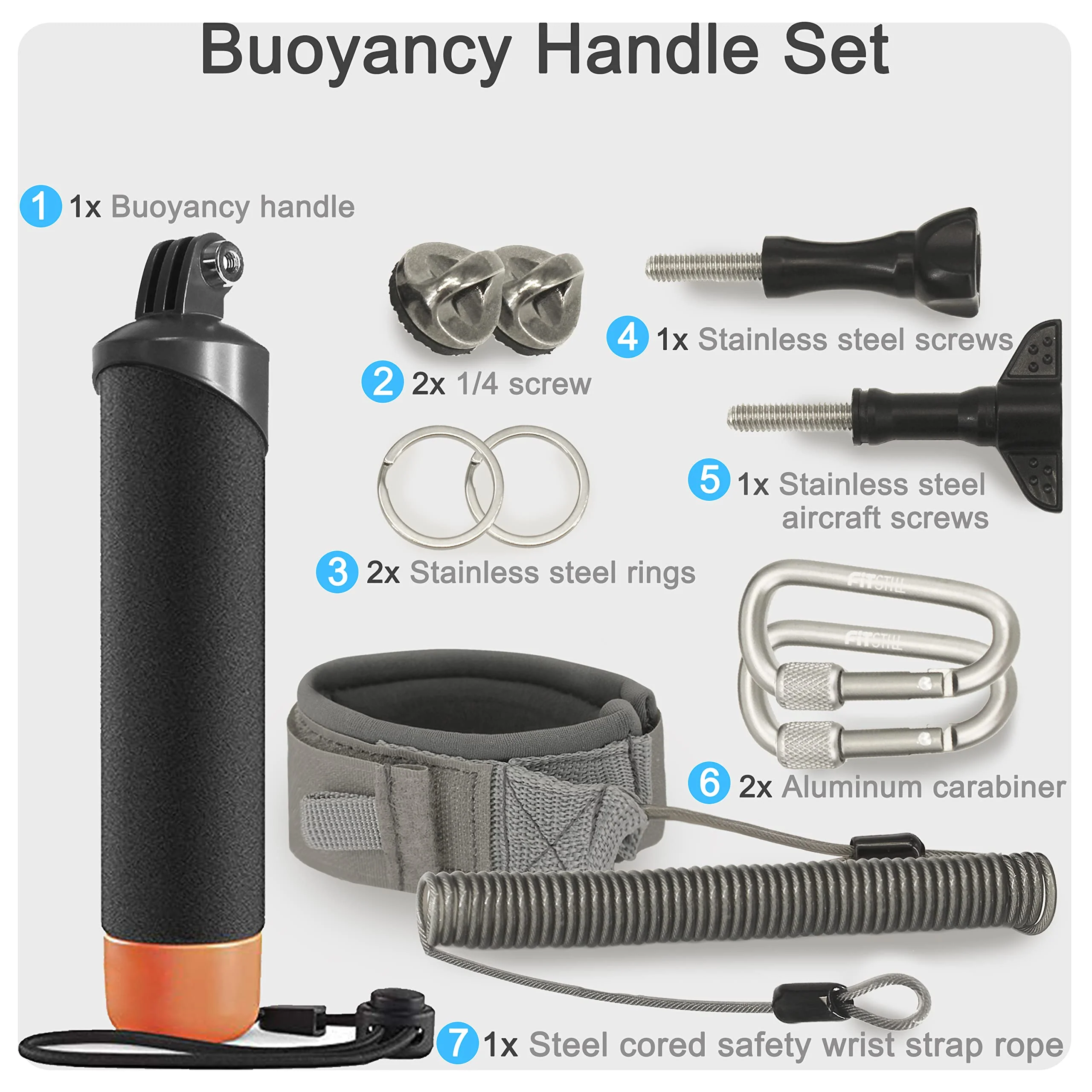 FitStill Waterproof Monopod Floating Hand Grip Snorkeling Selfie Pole Stick +Steel cored Safety Wrist Strap Rope for Go Pro Hero 12/11/10/9/8/7/6/5 Max Session DJI Osmo and Other Action Cameras - Image 6