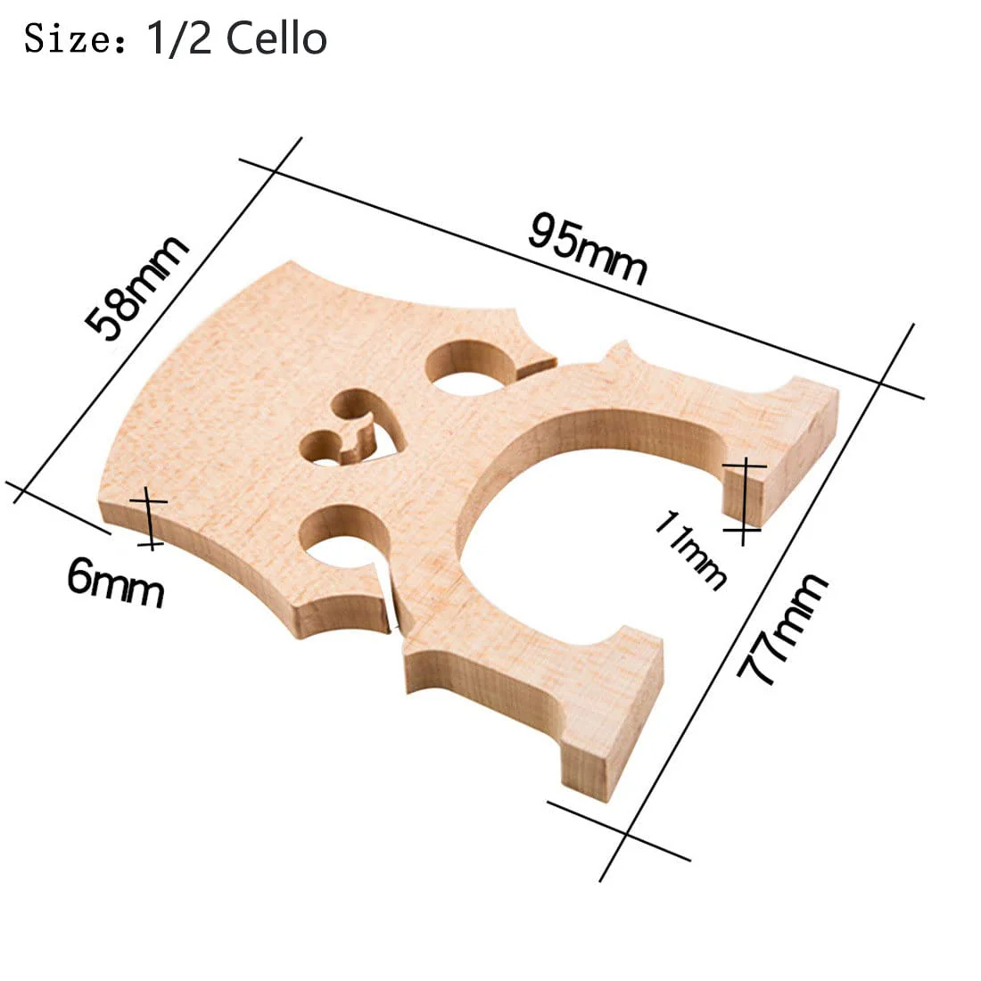 Fitted 1/2 Size Cello Maple Bridge Finer Grade Solid Maple Wood Cello Bridge Replacement Cello Parts & Accessory - Image 6