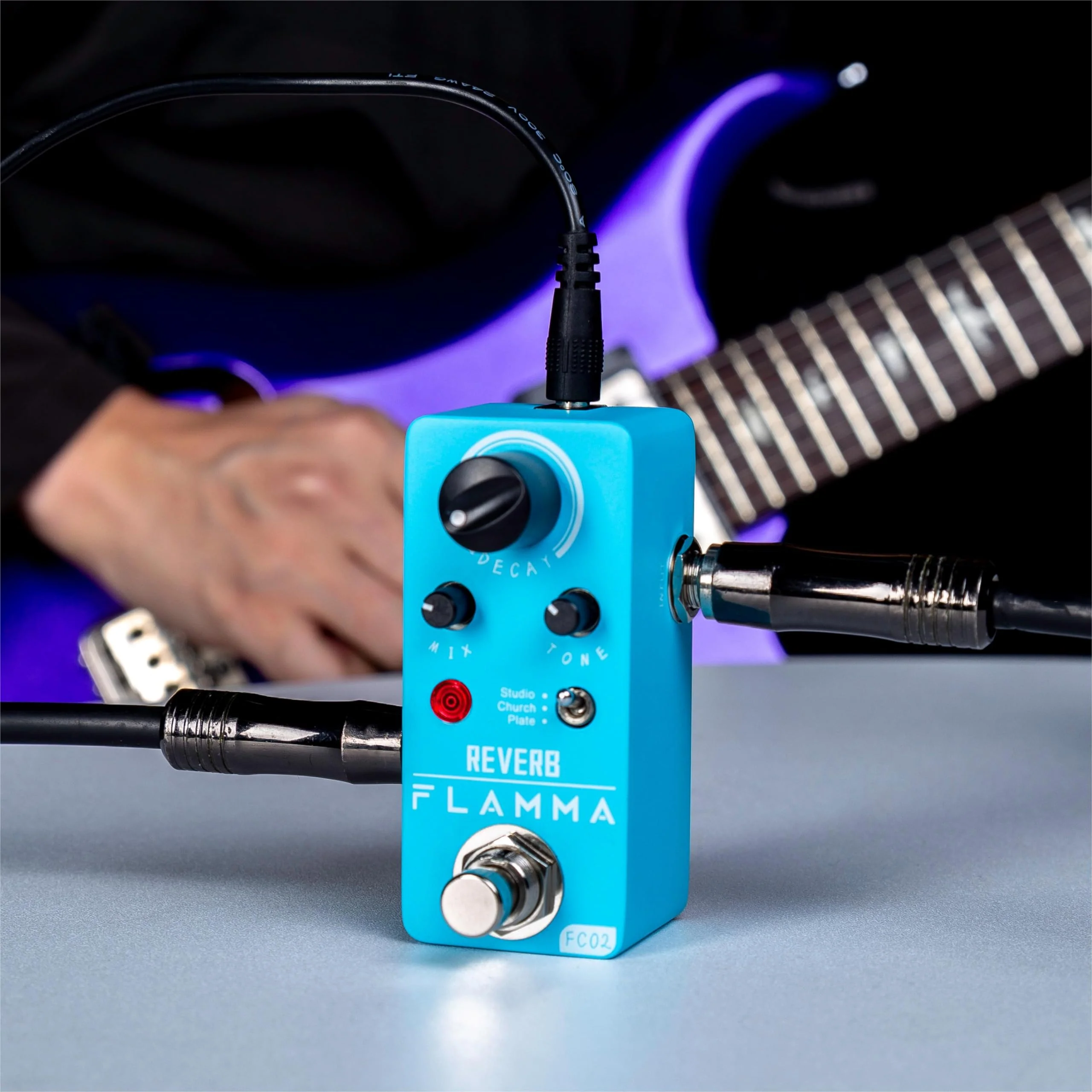 FLAMMA FC02 Mini Reverb Pedal Digital Guitar Pedal with 3 Reverb Effects Church Plate Studio True Bypass FC02 Reverb - Image 4