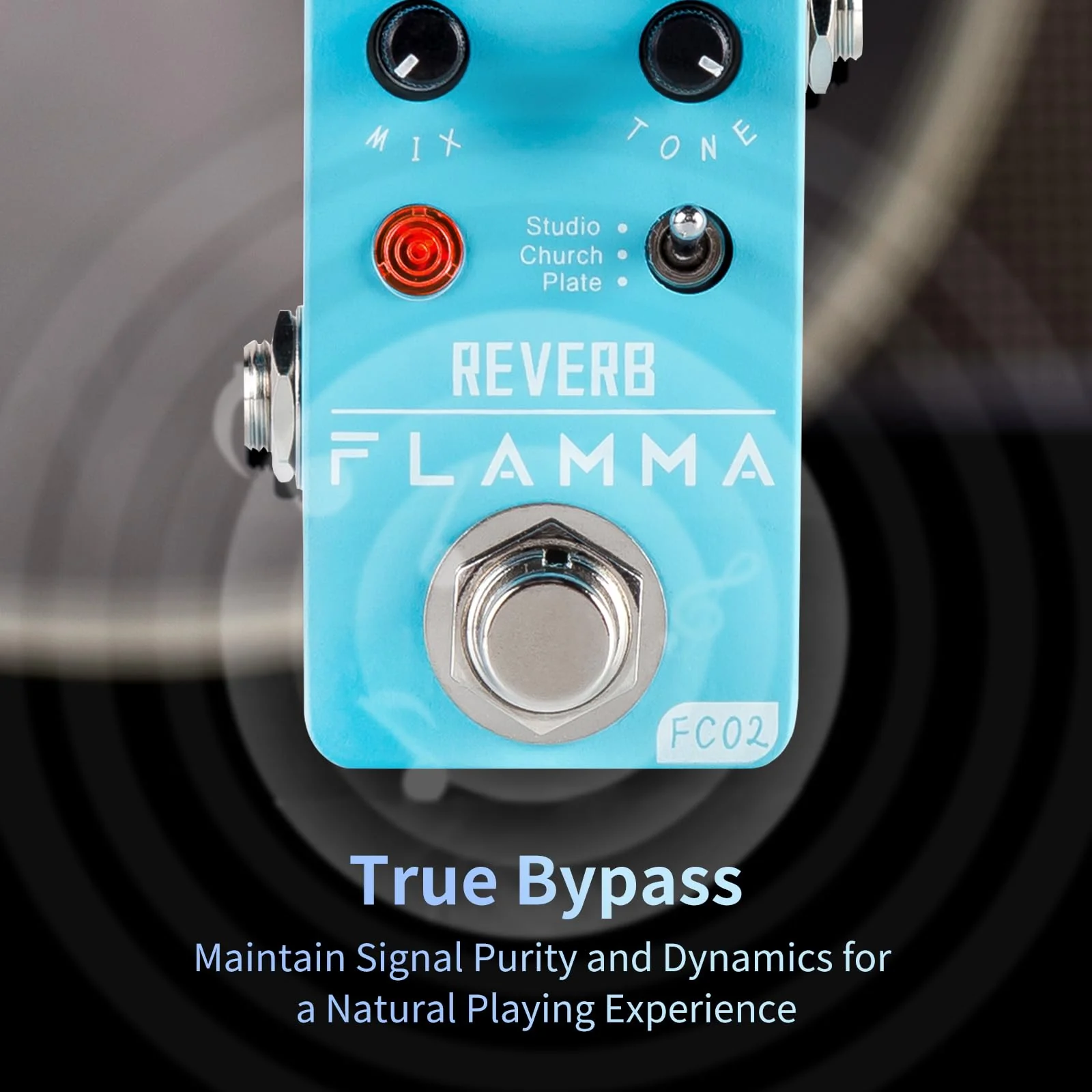 FLAMMA FC02 Mini Reverb Pedal Digital Guitar Pedal with 3 Reverb Effects Church Plate Studio True Bypass FC02 Reverb - Image 6