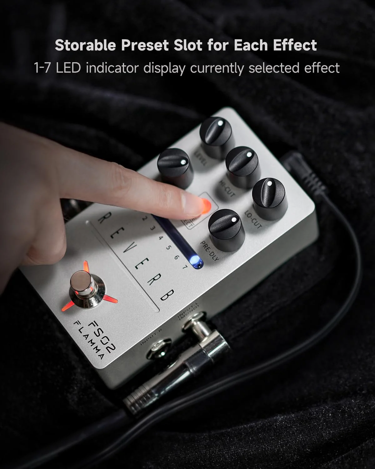FLAMMA FS02 Reverb Pedal Stereo Guitar Effects with 7 Storable Preset Slots 7 Reverb Effects Room Hall Church Cave Plate Spring Mod True Bypass Trail On - Image 5