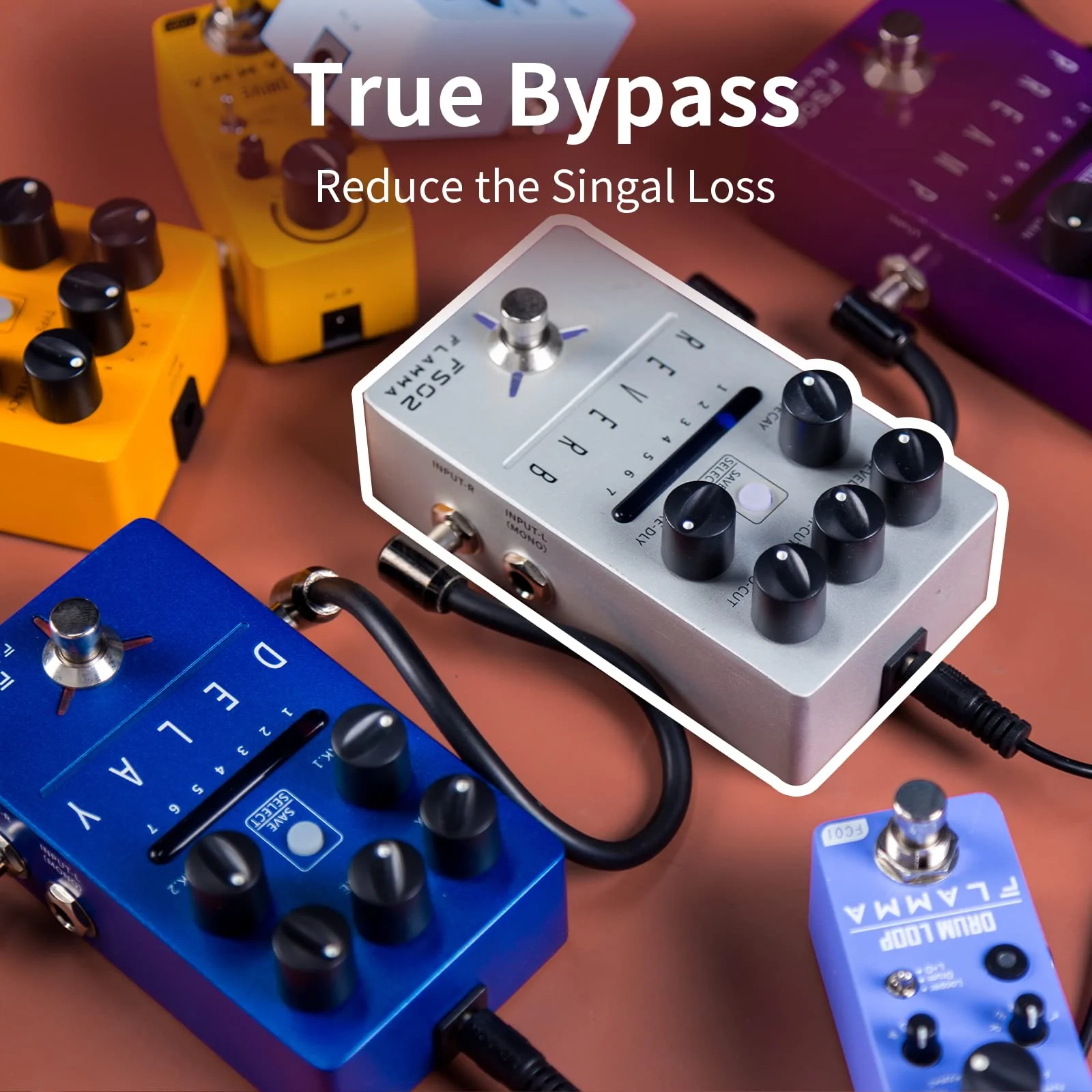 FLAMMA FS02 Reverb Pedal Stereo Guitar Effects with 7 Storable Preset Slots 7 Reverb Effects Room Hall Church Cave Plate Spring Mod True Bypass Trail On - Image 8
