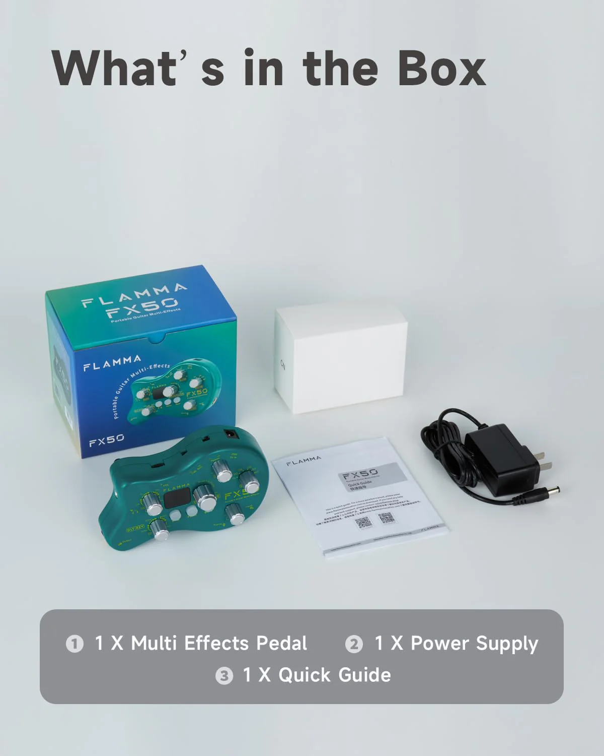 FLAMMA FX50 Practice Guitar Pedal Multi Effects Pedal Mini Portable with 40 Drum Rhythms15 Effects 32 Patches Tuner Function Support Both Corded and Battery Powered FX50 Green - Image 7