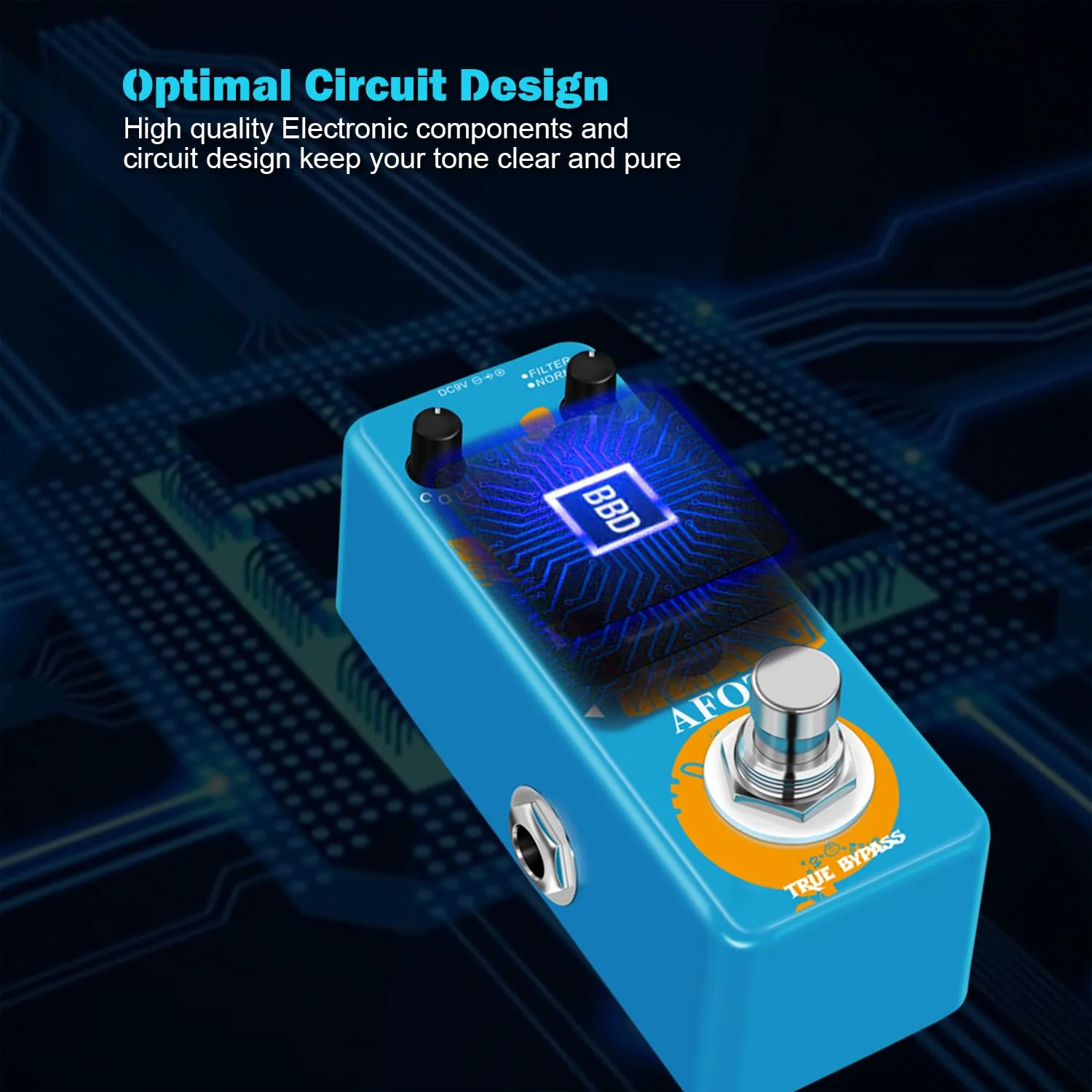 Flanger Guitar Effects Pedal,Classic Flanger Guitar Pedal, Vintage Analog Flanger Effect Pedal Classic Flanger Guitar Pedal Electric Guitar Effects Pedal True Bypass Blue Flanger - Image 5