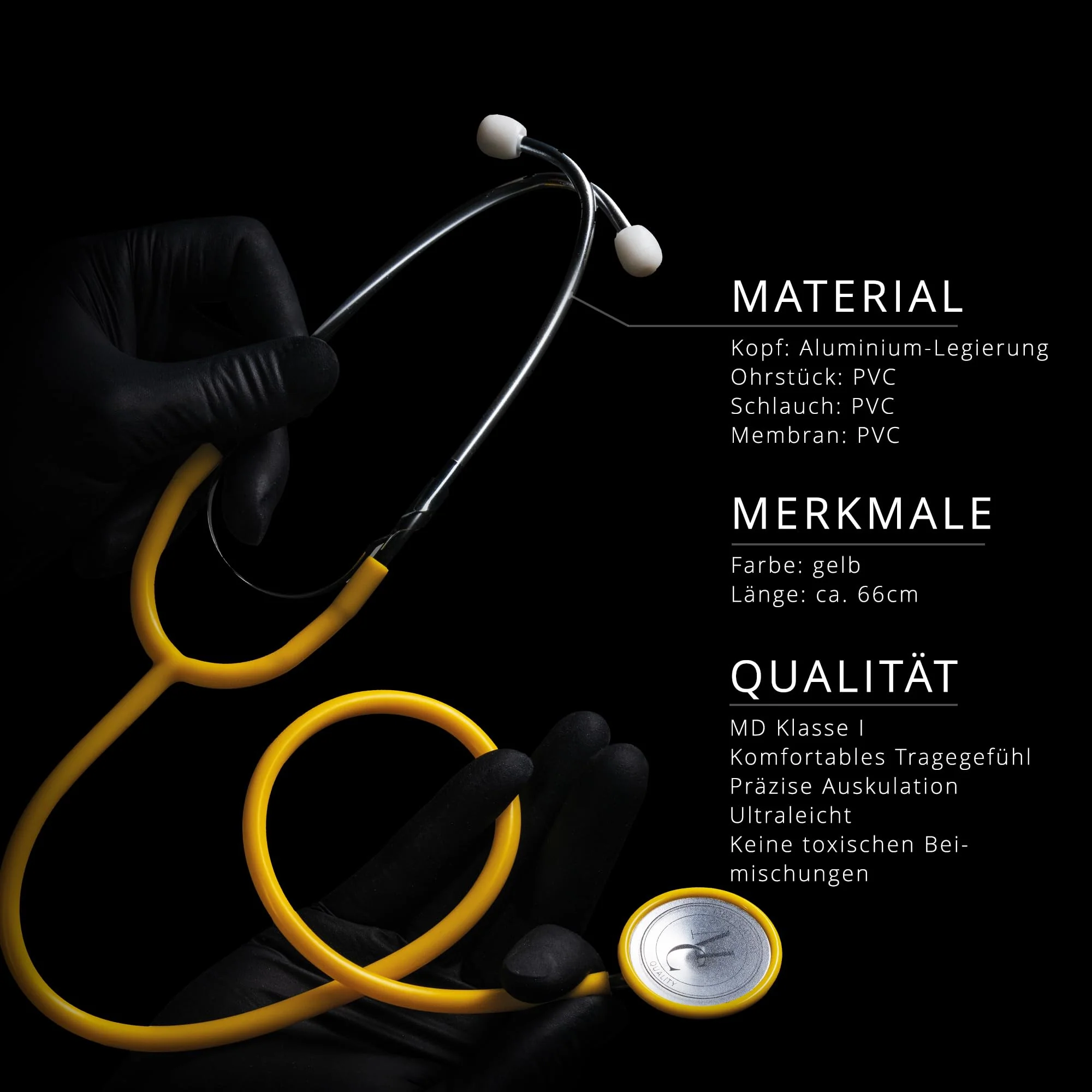 Flat Head Stethoscope, Med-Comfort, Yellow, Pack of 1 - High Quality Stethoscope for Doctors and Nurses - Image 3