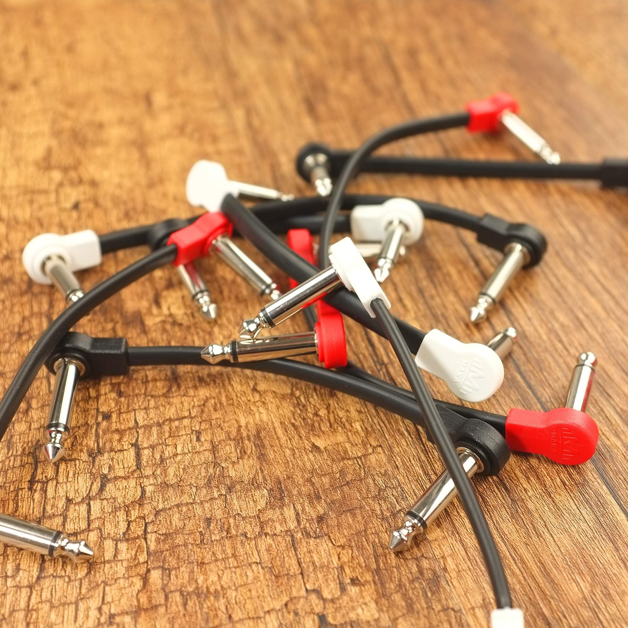 Flat Low Profile Guitar Patch Cable 20 inch for Effects Pedals, 1/4 inch Right-Angle, Red, 3-Pack New Version 20" - Image 3