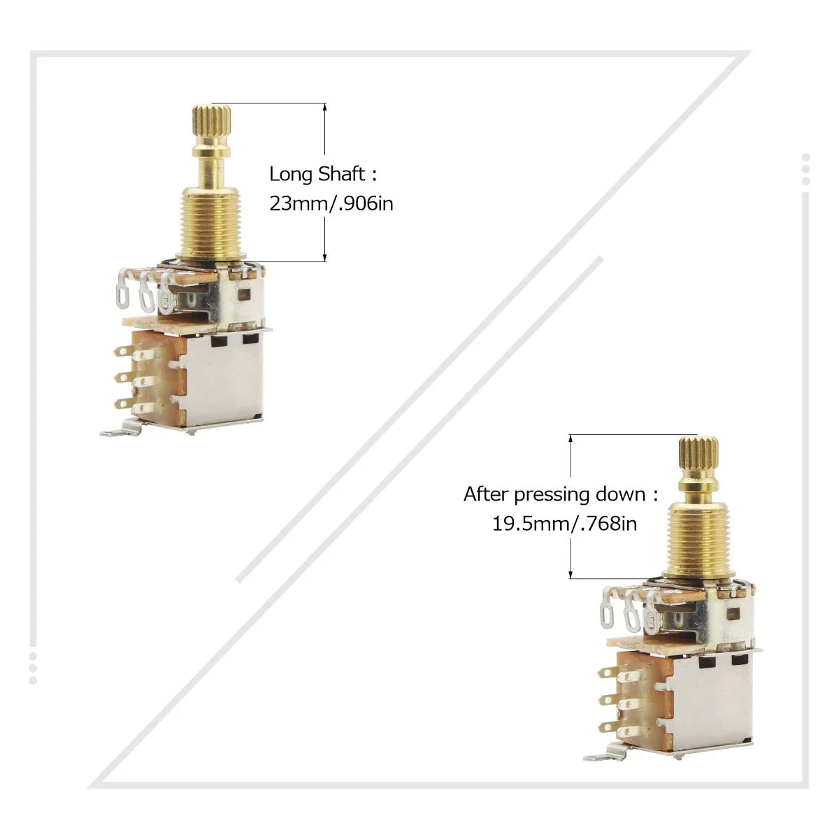 FLEOR 2pcs A500K Push Push Guitar Pots Audio Taper Potentiometers Long Copper Split Shaft A500K Long shaft - Image 4