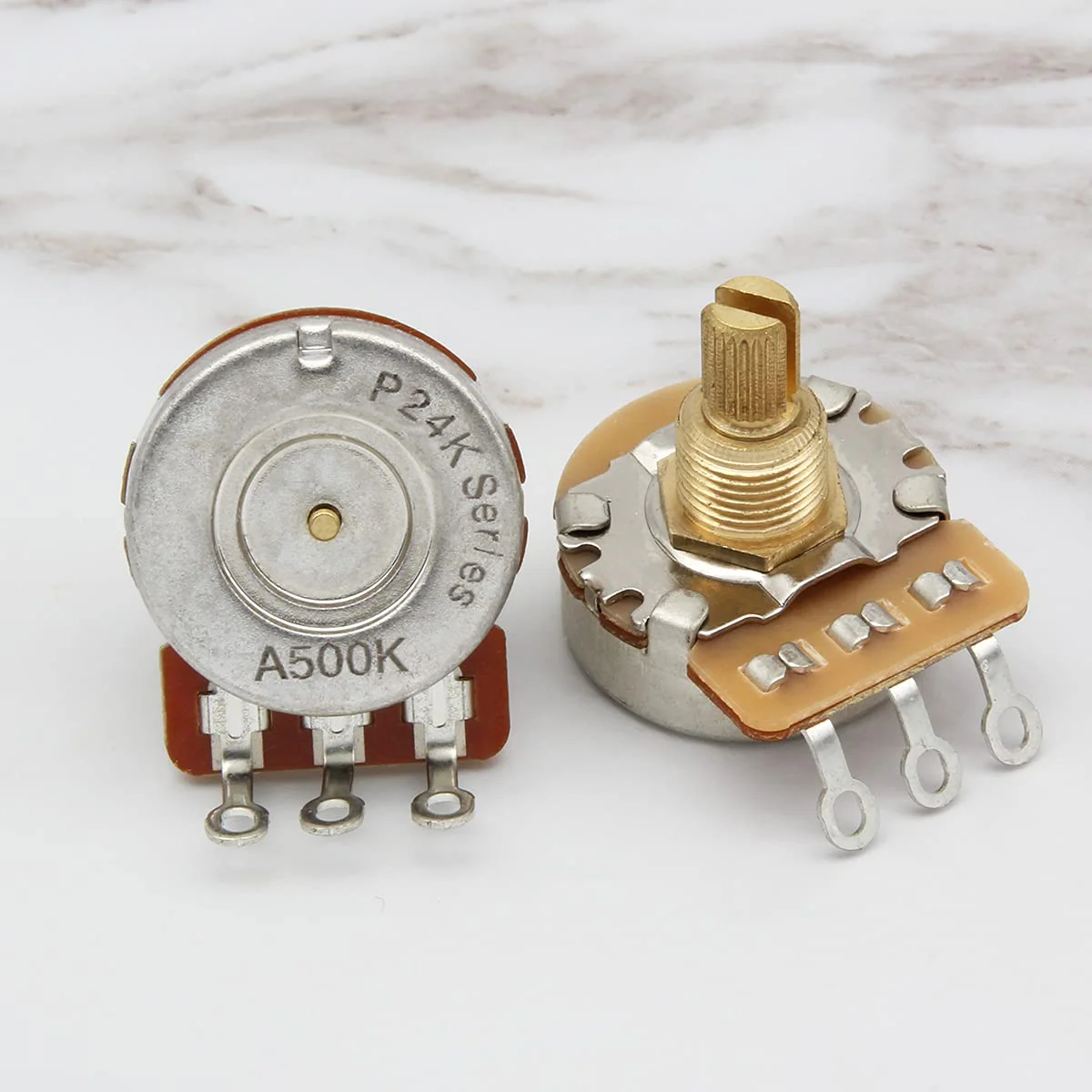 FLEOR 500K Audio Pots 15.5mm Short Split Shaft Guitar Potentiometer, Pack of 2 15.5mm Short Shaft A500K - Image 2