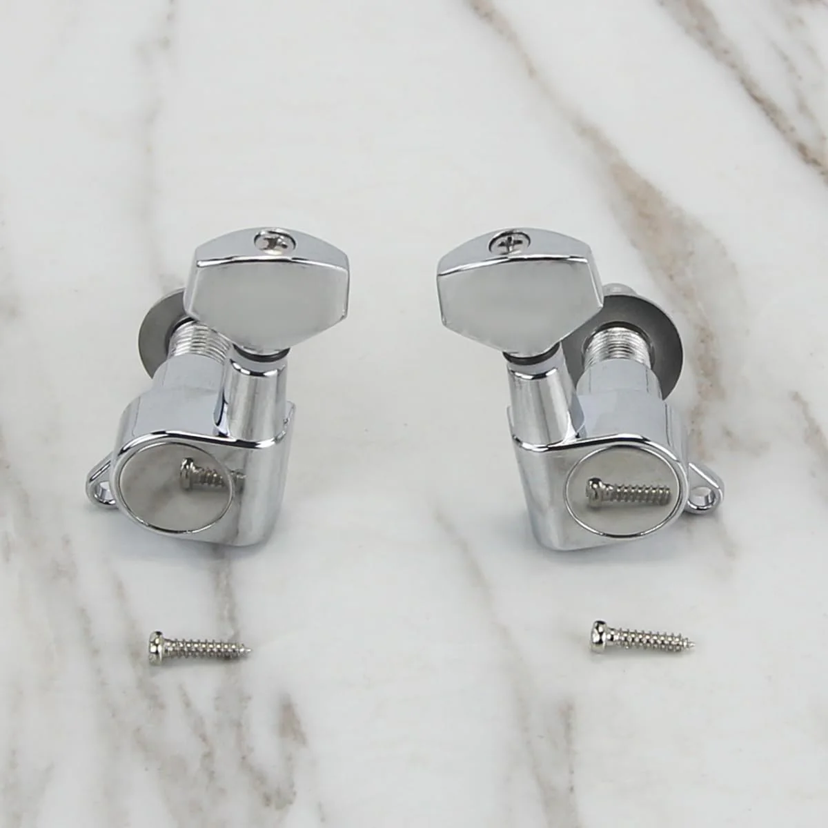 FLEOR 6pcs Left Handed Electric Acoustic Guitar Tuning Pegs Tuners Machine Heads Keys 6L, Chrome 6L Chrome - Image 4