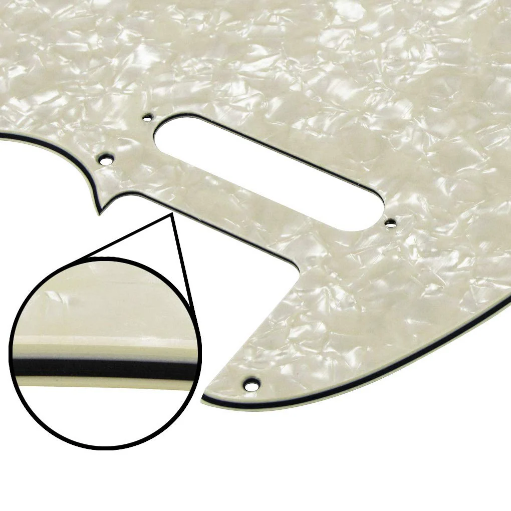 FLEOR 8 Hole Tele Pickguard w/Screws Fit USA/MX Standard Telecaster Pickguard Replacement, 4Ply Aged Pearl - Image 2