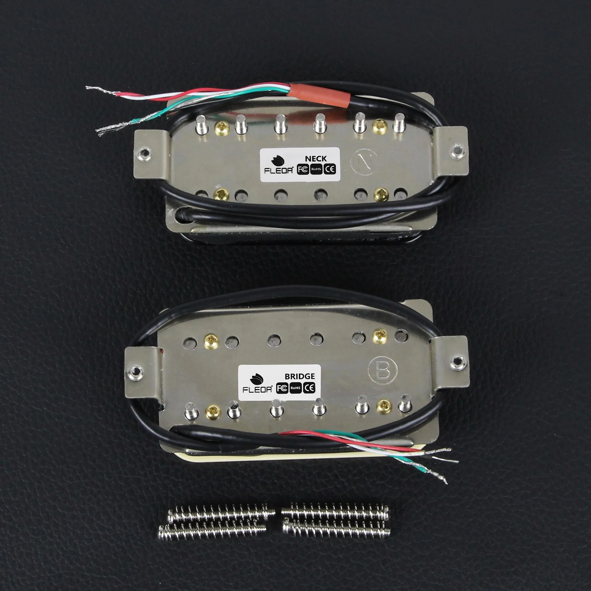FLEOR Alnico 5 Guitar Pickup Double Coil Humbucker Pickups Neck and Bridge Set-Zebra Neck+ (8~9K)Bridge Pickup Zebra - Image 4