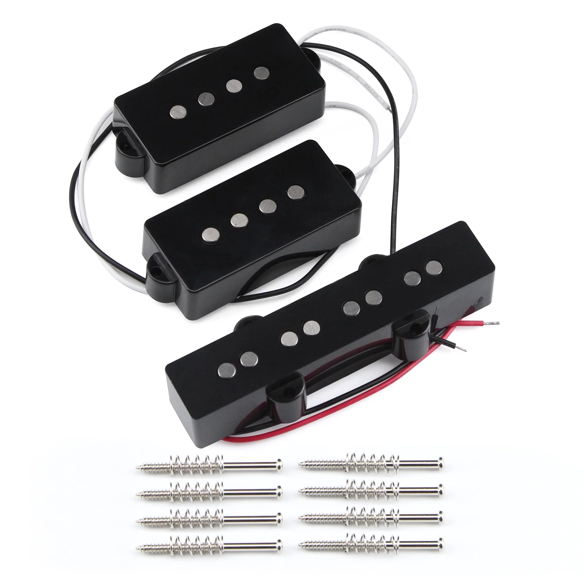 FLEOR Alnico 5 PJ Bass Pickups Neck Bridge Pickups Set for 4-String PB JB Bass Electric Bass PJ Pickups Set
