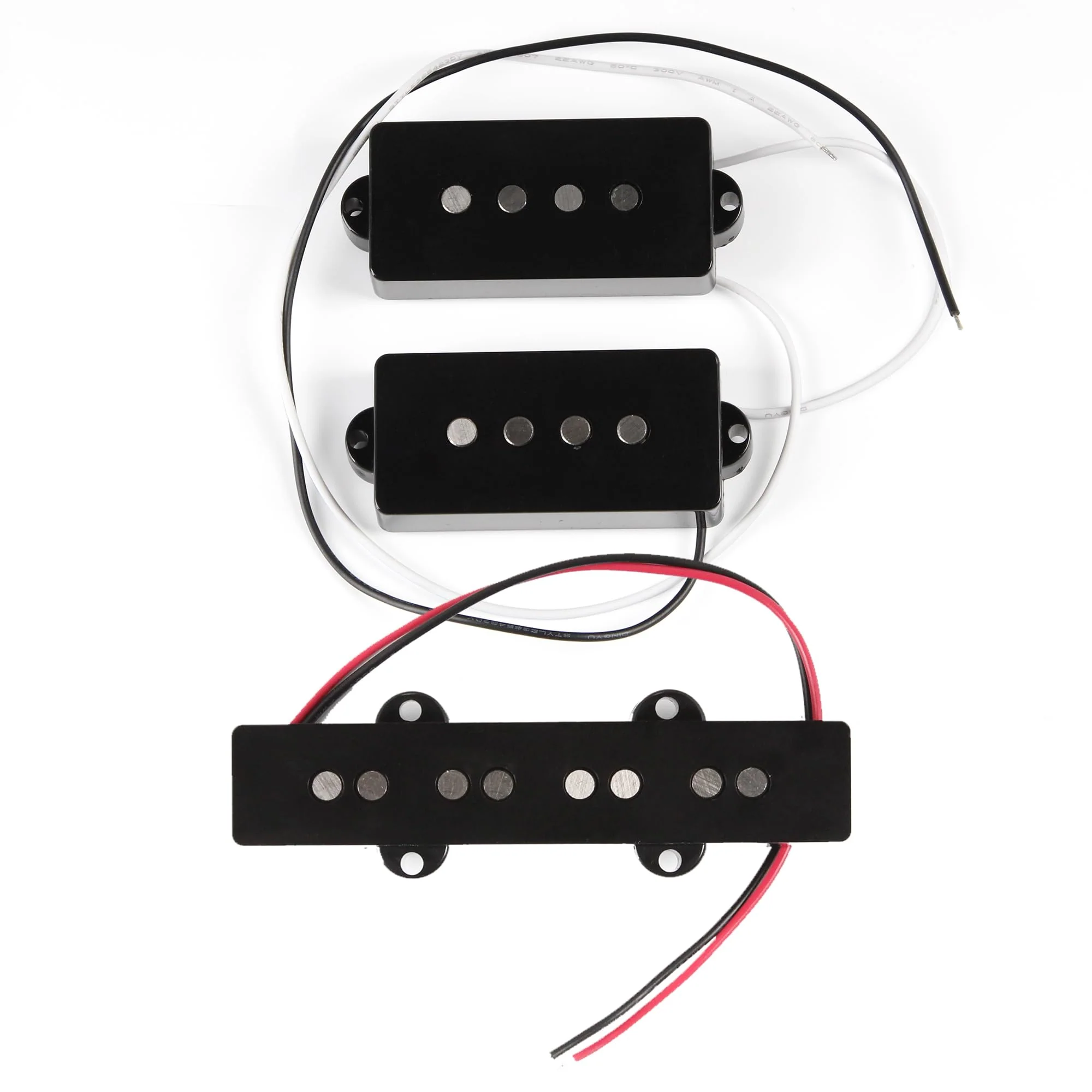 FLEOR Alnico 5 PJ Bass Pickups Neck Bridge Pickups Set for 4-String PB JB Bass Electric Bass PJ Pickups Set - Image 3