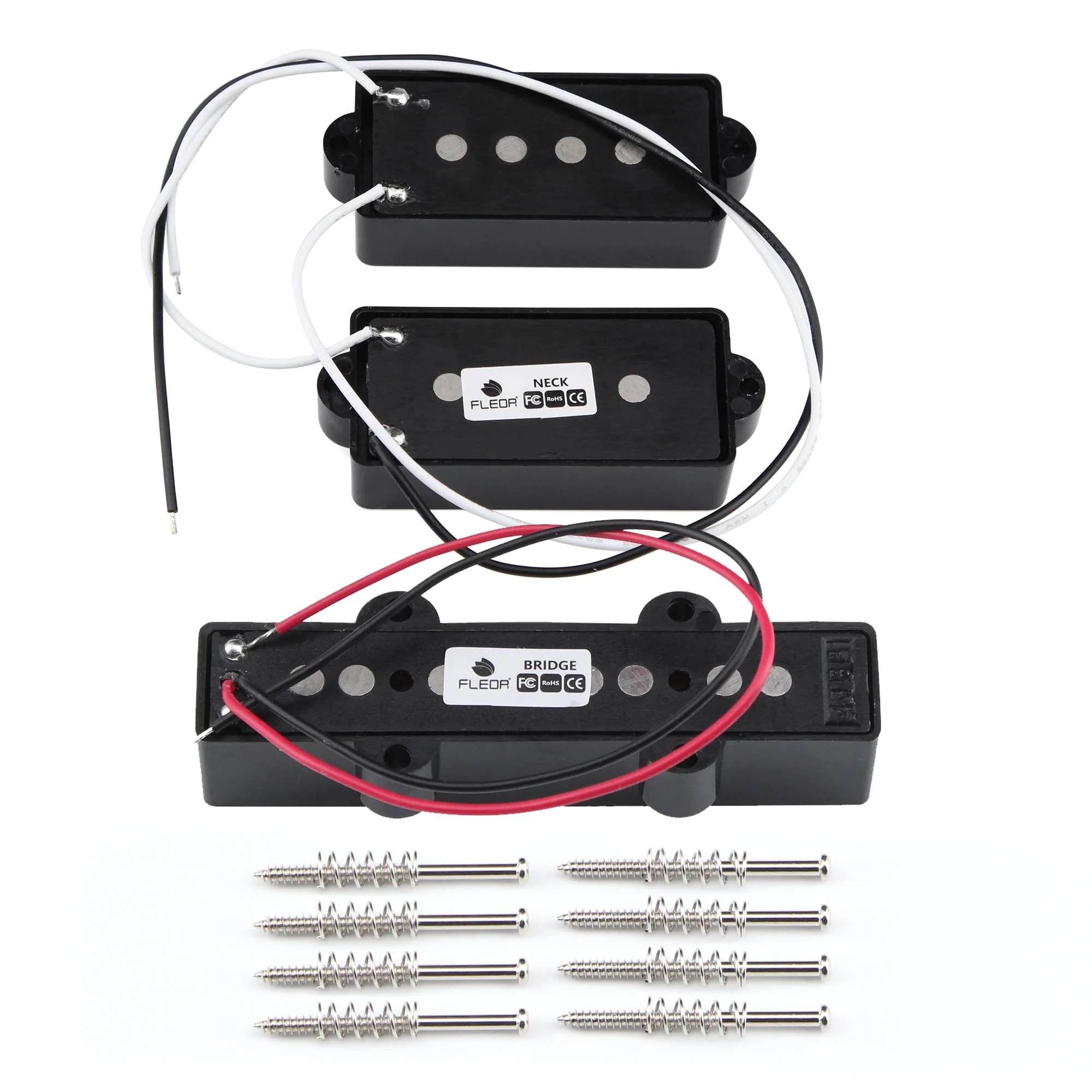 FLEOR Alnico 5 PJ Bass Pickups Neck Bridge Pickups Set for 4-String PB JB Bass Electric Bass PJ Pickups Set - Image 4