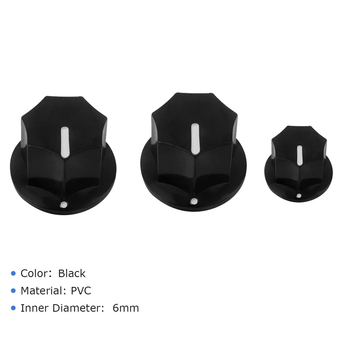 FLEOR Black Bass Guitar Knobs Plastic Volume Control Knobs 2 Big & 1 Small Size for JB Bass Parts - Image 3