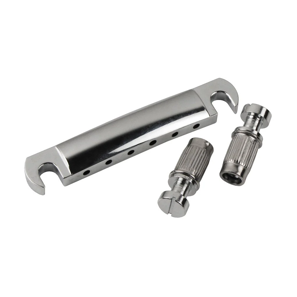 FLEOR Electric Guitar Tune-O-matic Bridge & Tailpiece with Studs Set Fit Gibson Epiphone Les Paul Guitar Part, Chrome Chrome Bridge & Tailpiece Set - Image 2