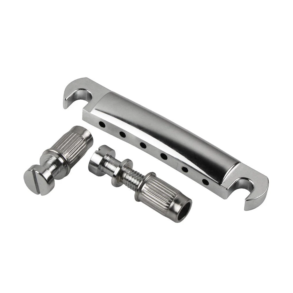 FLEOR Electric Guitar Tune-O-matic Bridge & Tailpiece with Studs Set Fit Gibson Epiphone Les Paul Guitar Part, Chrome Chrome Bridge & Tailpiece Set - Image 3