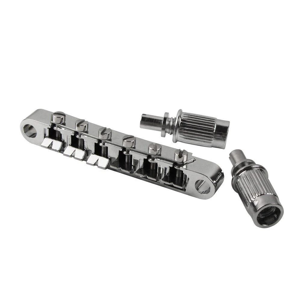 FLEOR Electric Guitar Tune-O-matic Bridge & Tailpiece with Studs Set Fit Gibson Epiphone Les Paul Guitar Part, Chrome Chrome Bridge & Tailpiece Set - Image 6