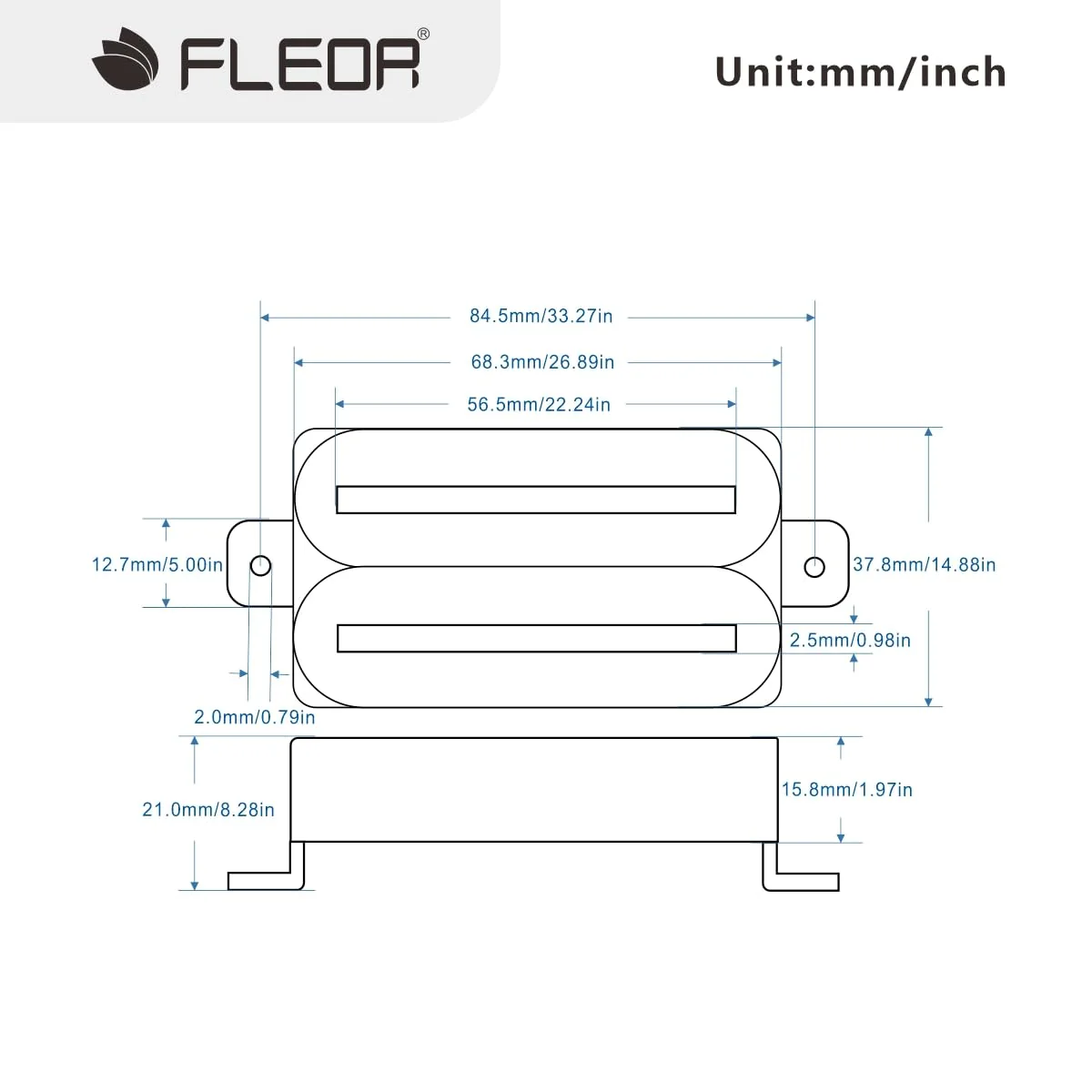 FLEOR High Output Bridge Pickup Hot Dual Rail Humbucker Pickups Ceramic Electric Guitar Pickup Humbucker, White White,14-15K - Image 2