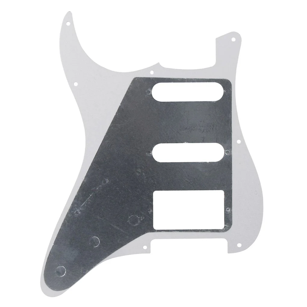 FLEOR HSS Guitar Pickguard 11-Hole ST Style Electric Guitar Pick Guard Backplate Set with Mounting Screws,4Ply White Pearl 4Ply White Pearl - Image 3