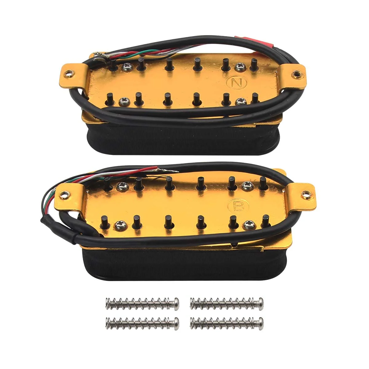 FLEOR Neck+Bridge Pickup Set Double Coil Humbucker Pickups for Electric Guitar Pickup Replacement-Black Black - Image 4