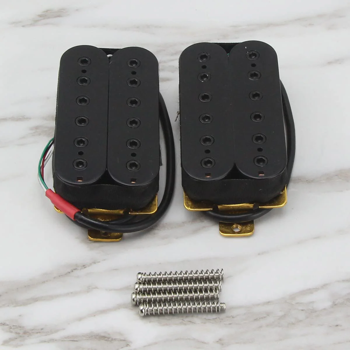 FLEOR Neck+Bridge Pickup Set Double Coil Humbucker Pickups for Electric Guitar Pickup Replacement-Black Black - Image 5