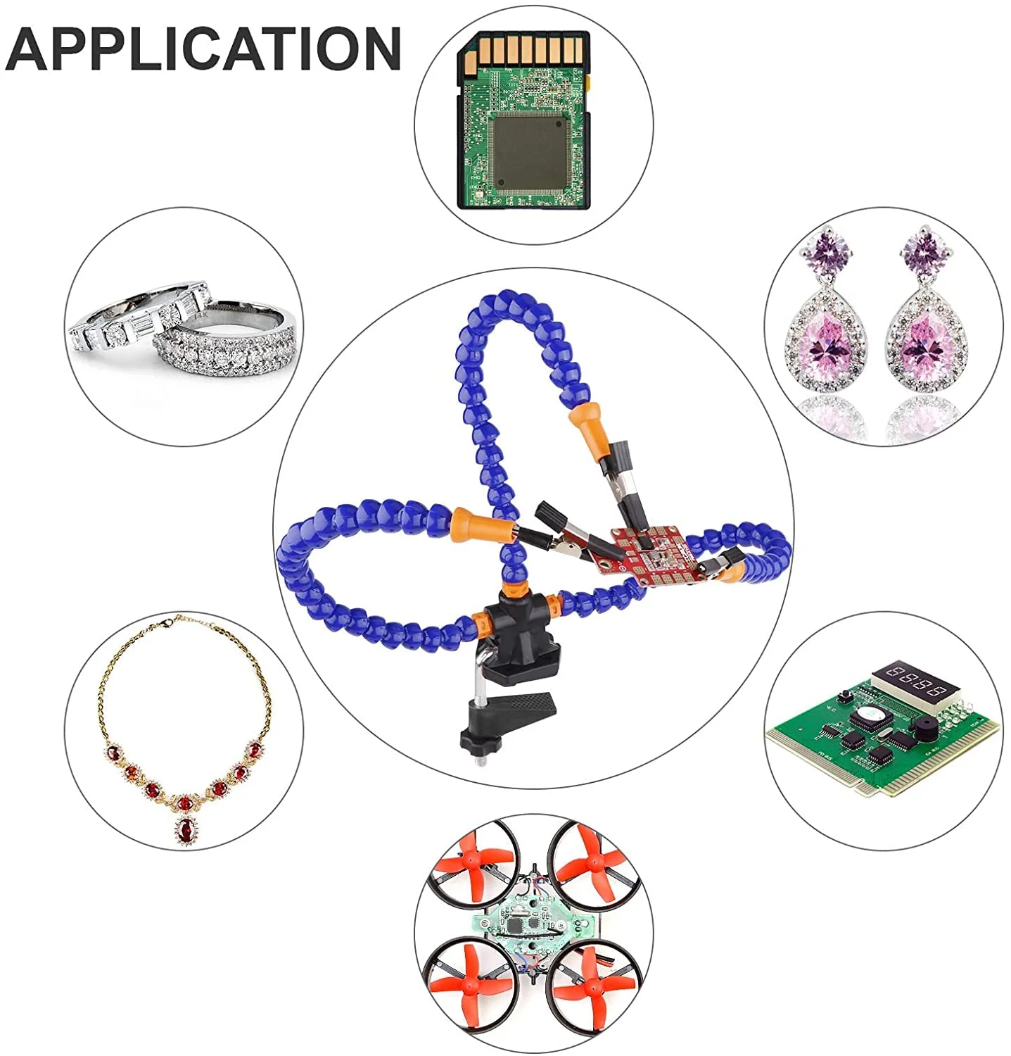 Flexible Helping Hands Soldering, Third Hand Soldering Station, Simple Design for Easy Operation (Three Flexible Arms, 5cm Adjustable Clamp Clip) - Image 4