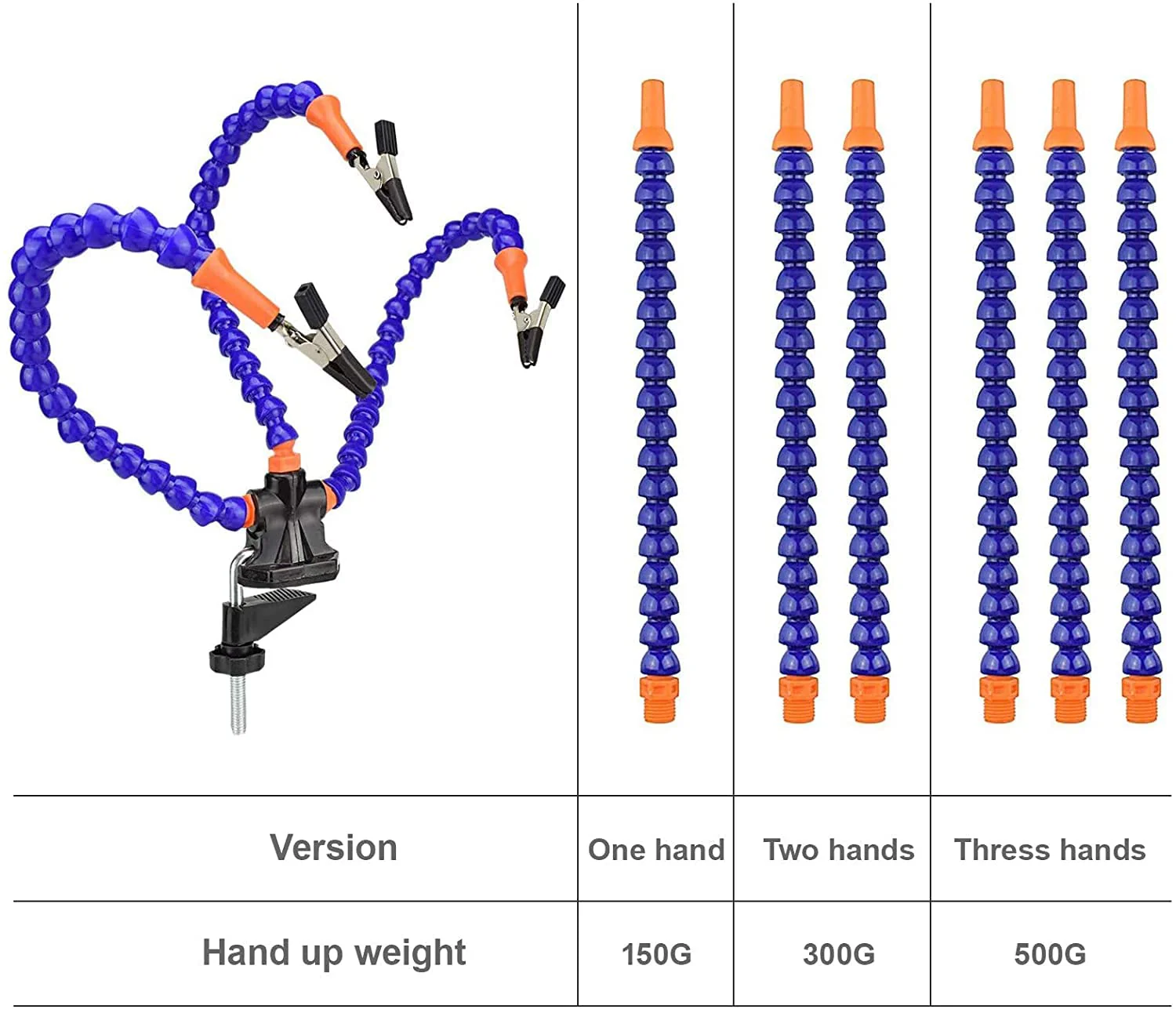 Flexible Helping Hands Soldering, Third Hand Soldering Station, Simple Design for Easy Operation (Three Flexible Arms, 5cm Adjustable Clamp Clip) - Image 5