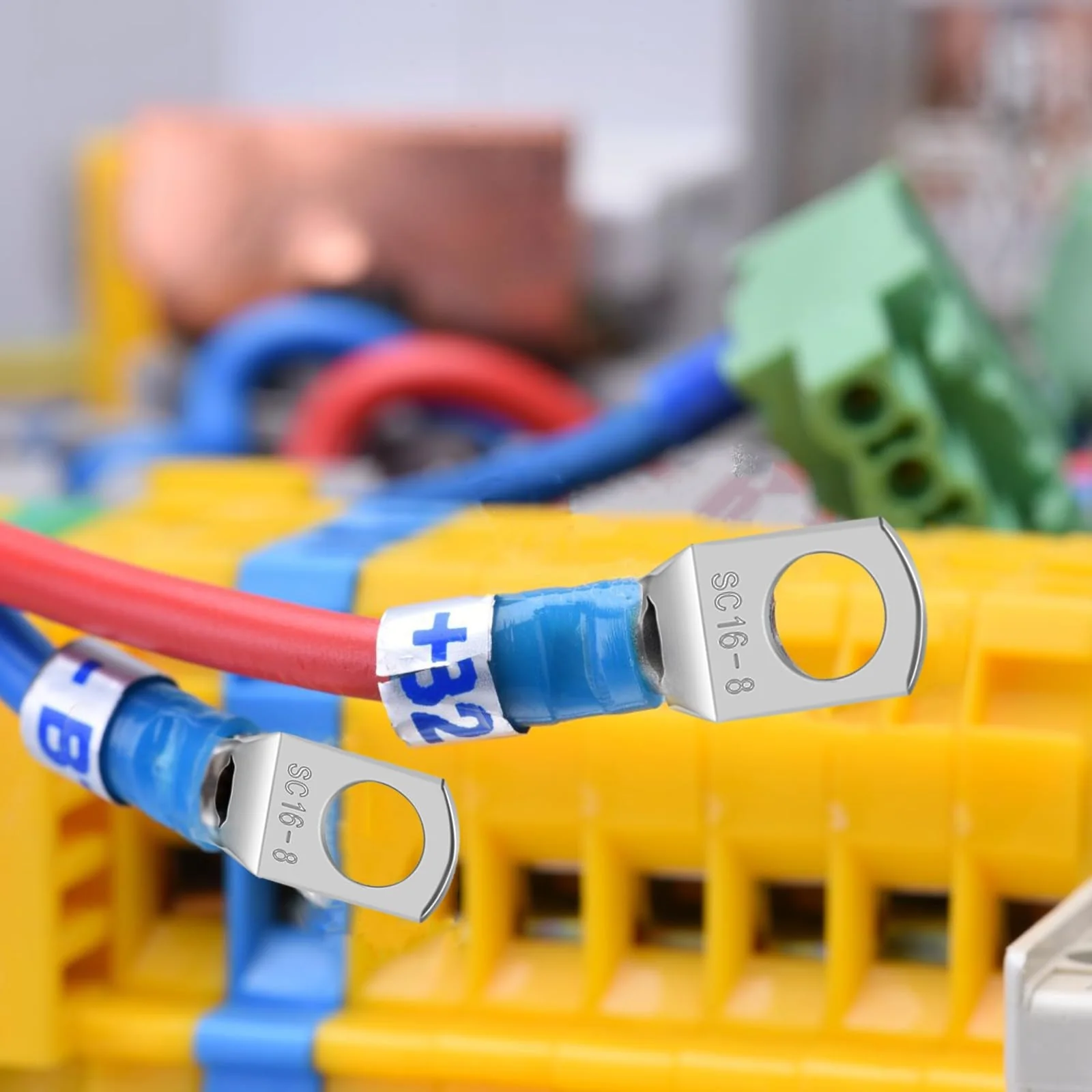 FLEXNOVA Tube Cable Lugs M8 16 mm2, Pack of 16 Ring Cable Lugs M8, Cable Lug M8 16 mm2 100A Uninsulated SC Cable Connector Set - Image 5