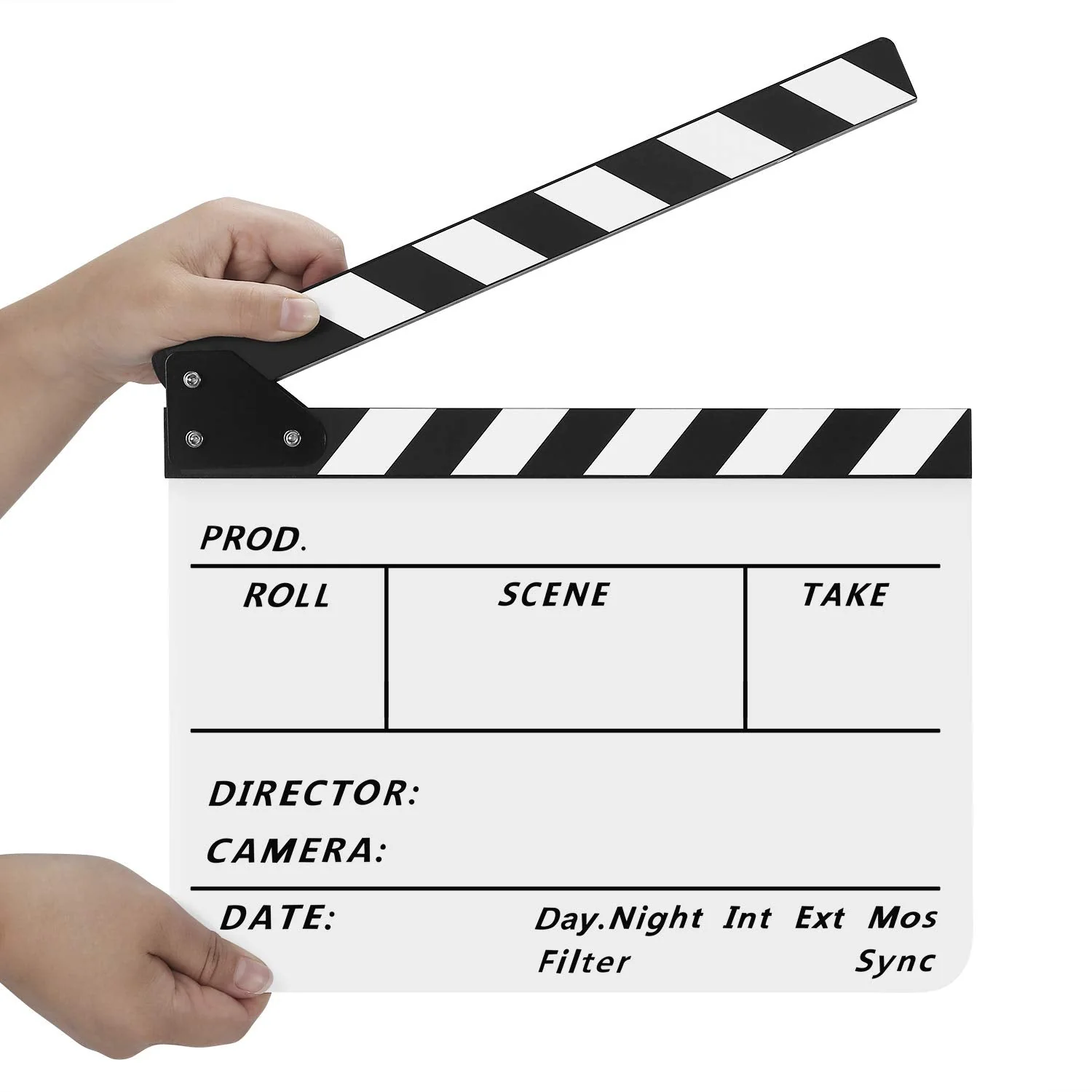 Flexzion Director Clapboard Film Movie Clapper Board Acrylic Plastic Dry Erase Stadio Camera TV Video Cut Action Scene Slate Board 10x12" with Black/White Sticks - Image 5