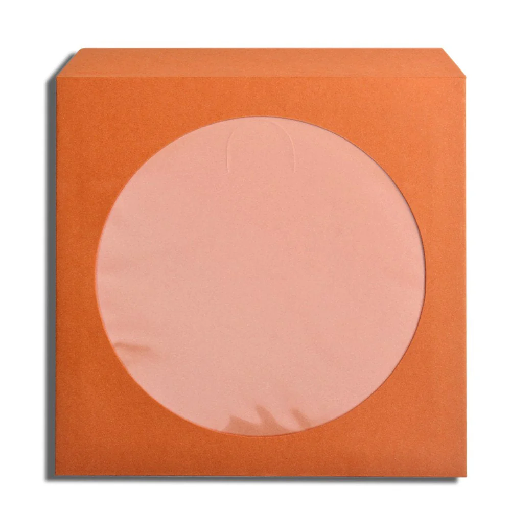 Flexzion DVD CD Sleeves 100 Pack - Premium Paper CD Sleeves for Music Movie Video Game Disc - Thick Disc Sleeve CD Envelopes Storage with Window Cutout and Flap, Orange - Image 2