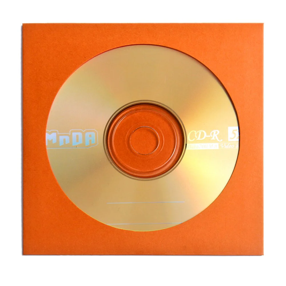 Flexzion DVD CD Sleeves 100 Pack - Premium Paper CD Sleeves for Music Movie Video Game Disc - Thick Disc Sleeve CD Envelopes Storage with Window Cutout and Flap, Orange - Image 4