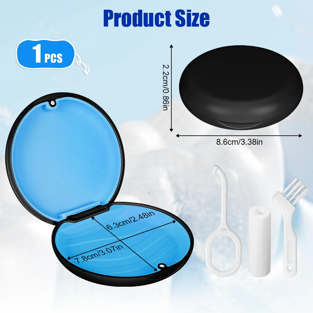 Flintronic Braces Box, 1 Piece Clip Box with Removal Tools Aligner Chewies and Brush, Tin Tooth Splint, Crunch Splint Bit Box for Travel and Daily Use 1 pc. #1 Black - Image 2