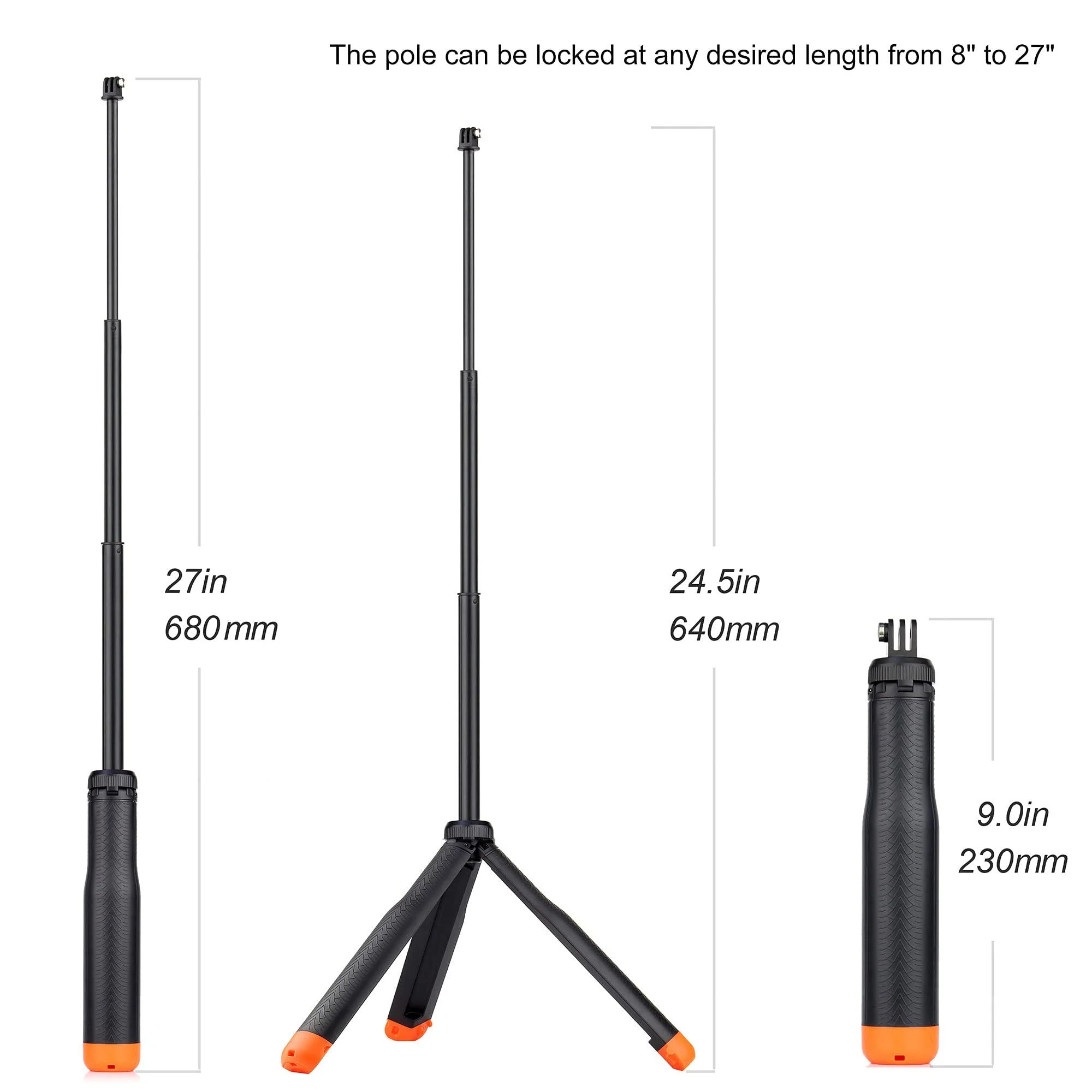Floating Selfie Stick for GoPro Hero 13 12 11 10 9 8 7 6 5 4 3 Mini Max Fusion Session, SJCAM, AKASO Action Camera, 4 in 1 Underwater Waterproof Pole Monopod Hand Grip Tripod Stand - Image 4