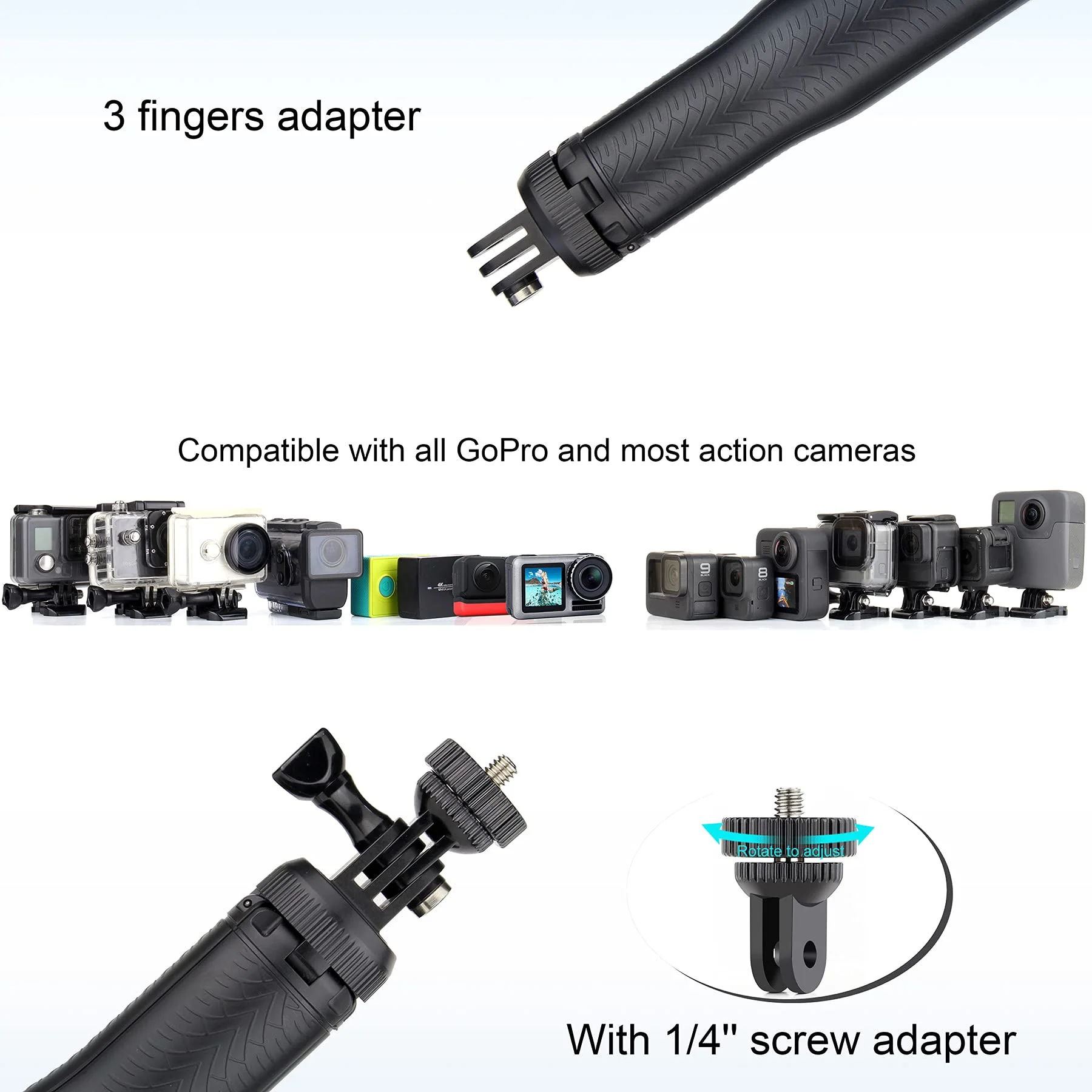 Floating Selfie Stick for GoPro Hero 13 12 11 10 9 8 7 6 5 4 3 Mini Max Fusion Session, SJCAM, AKASO Action Camera, 4 in 1 Underwater Waterproof Pole Monopod Hand Grip Tripod Stand - Image 5