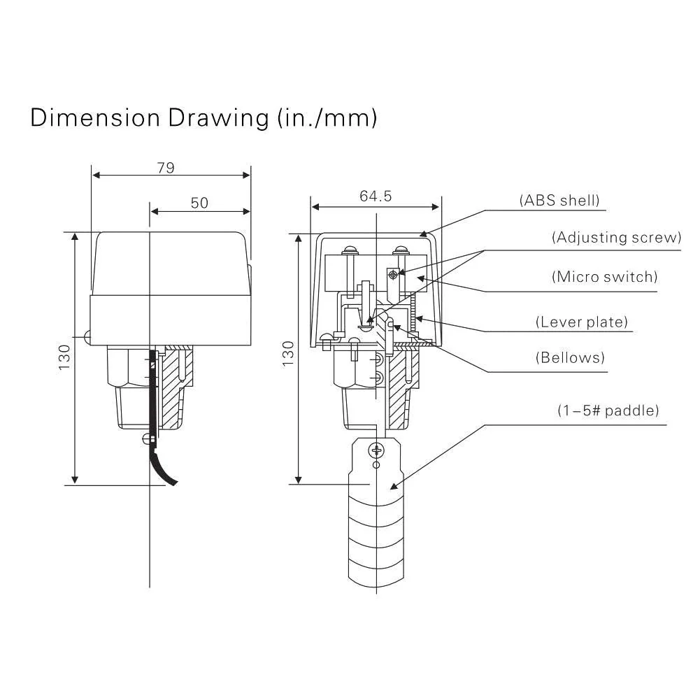 Flow Monitor, 1/2 Inch Adjustable Thread Connection SPDT Contacts Water Paddle Flow Valve Switch 1.0MPa Flow Regulator for Water Treatment System, Central Air Conditioning etc. (Red) - Image 5