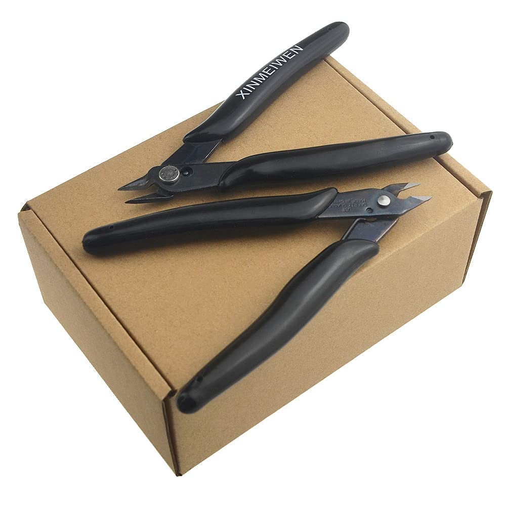 Flush Cutter Pliers 5Pcs Micro Wire Cutters with Spring Wire Cutters Precision Electronic Mini Cutting Pliers for Ultra-fine Cutting Needs Electronics Crafts Black 5Pack - Image 2