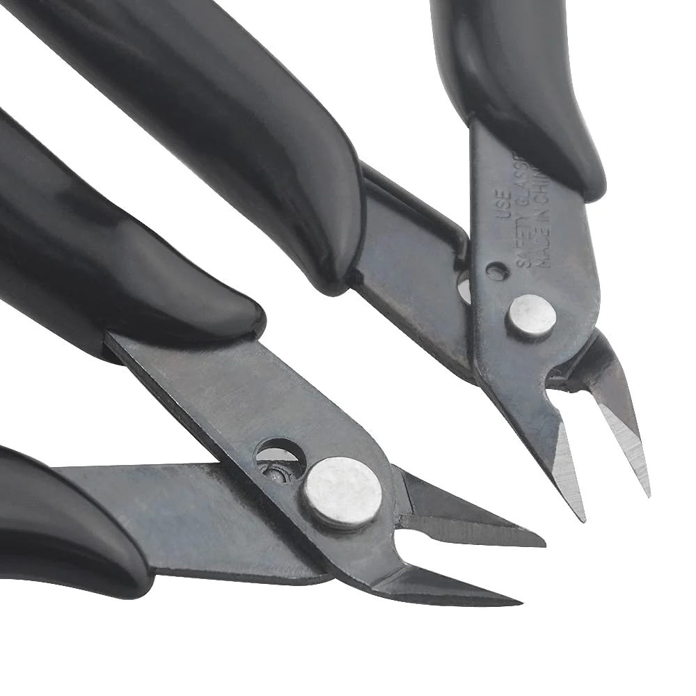 Flush Cutter Pliers 5Pcs Micro Wire Cutters with Spring Wire Cutters Precision Electronic Mini Cutting Pliers for Ultra-fine Cutting Needs Electronics Crafts Black 5Pack - Image 3