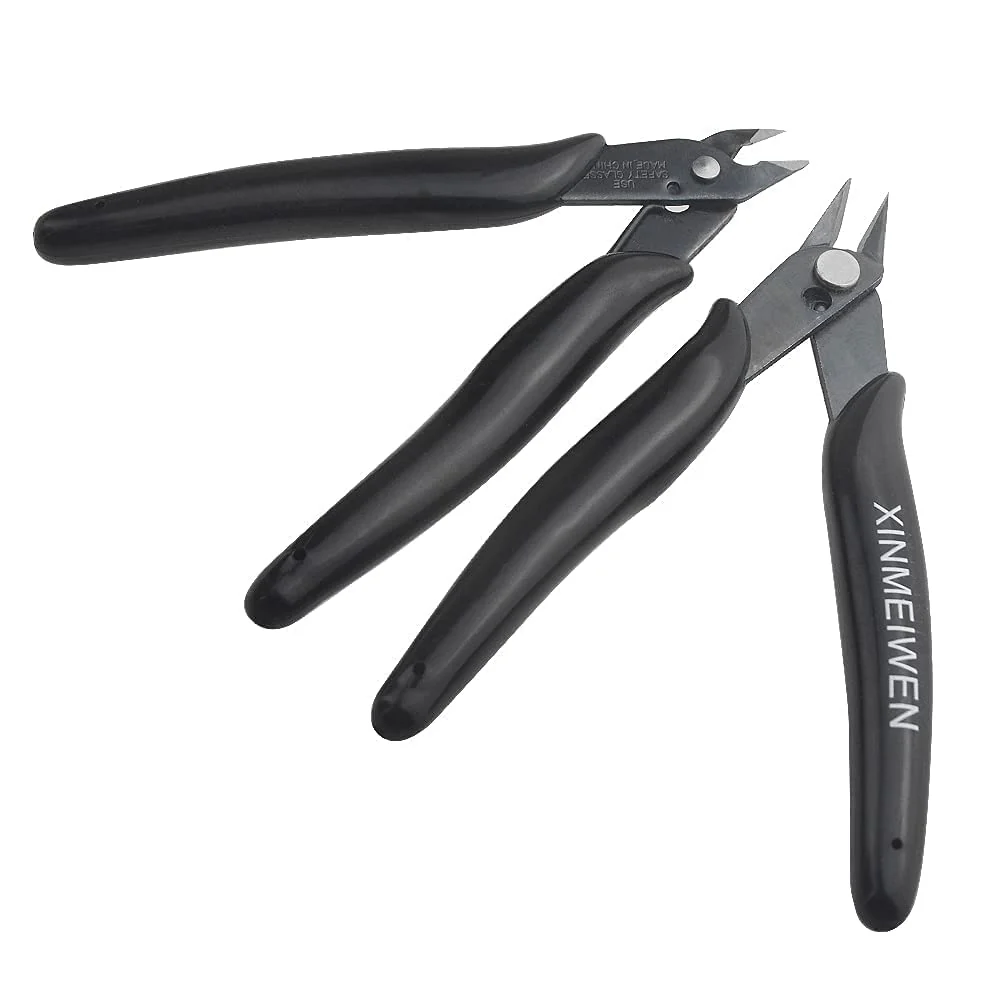 Flush Cutter Pliers 5Pcs Micro Wire Cutters with Spring Wire Cutters Precision Electronic Mini Cutting Pliers for Ultra-fine Cutting Needs Electronics Crafts Black 5Pack - Image 7