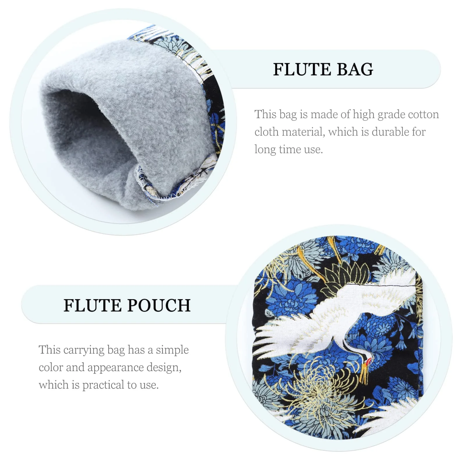 Flute Accessory Flute Case Cloth Flute Bag Flute Storage Pouch Folk Style Flute Bag Flute Woven Bag Musical Instruments Storage Container (Blue) Bag Flute - Image 5