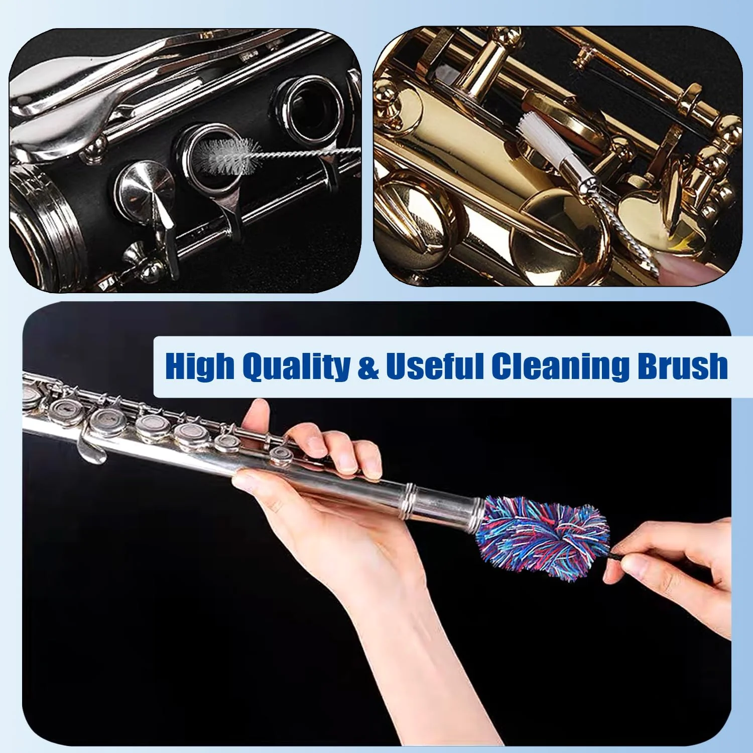 Flute Care Cleaner Kit with Cork Grease,Multifunctional Cleaning Brush, Cotton Cleaning Brush, Swab and Screw, Niantime Flute Cleaning Kit for Base Maintenance Basic Flute cleaning Kit - Image 4