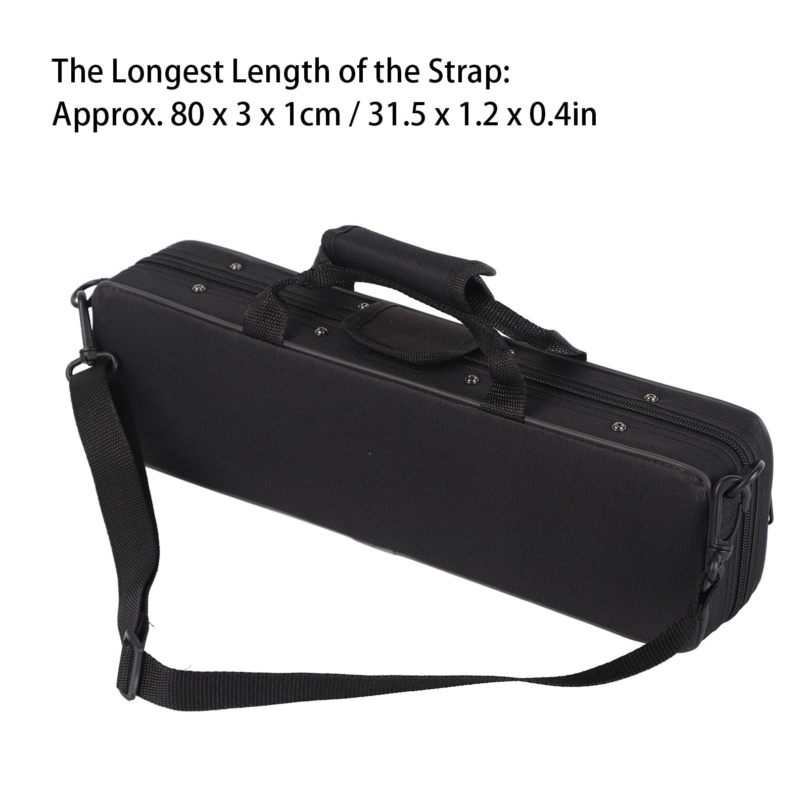 Flute Case Carrying Bag, Black Oxford Cloth Waterproof Flute Carrying Bag Wear Resistant Lightweight Portable Flute Storage Bag with Adjustable Shoulder Strap for 16 Holes Flute, 15.5 x 4.7 x 2.7in - Image 4
