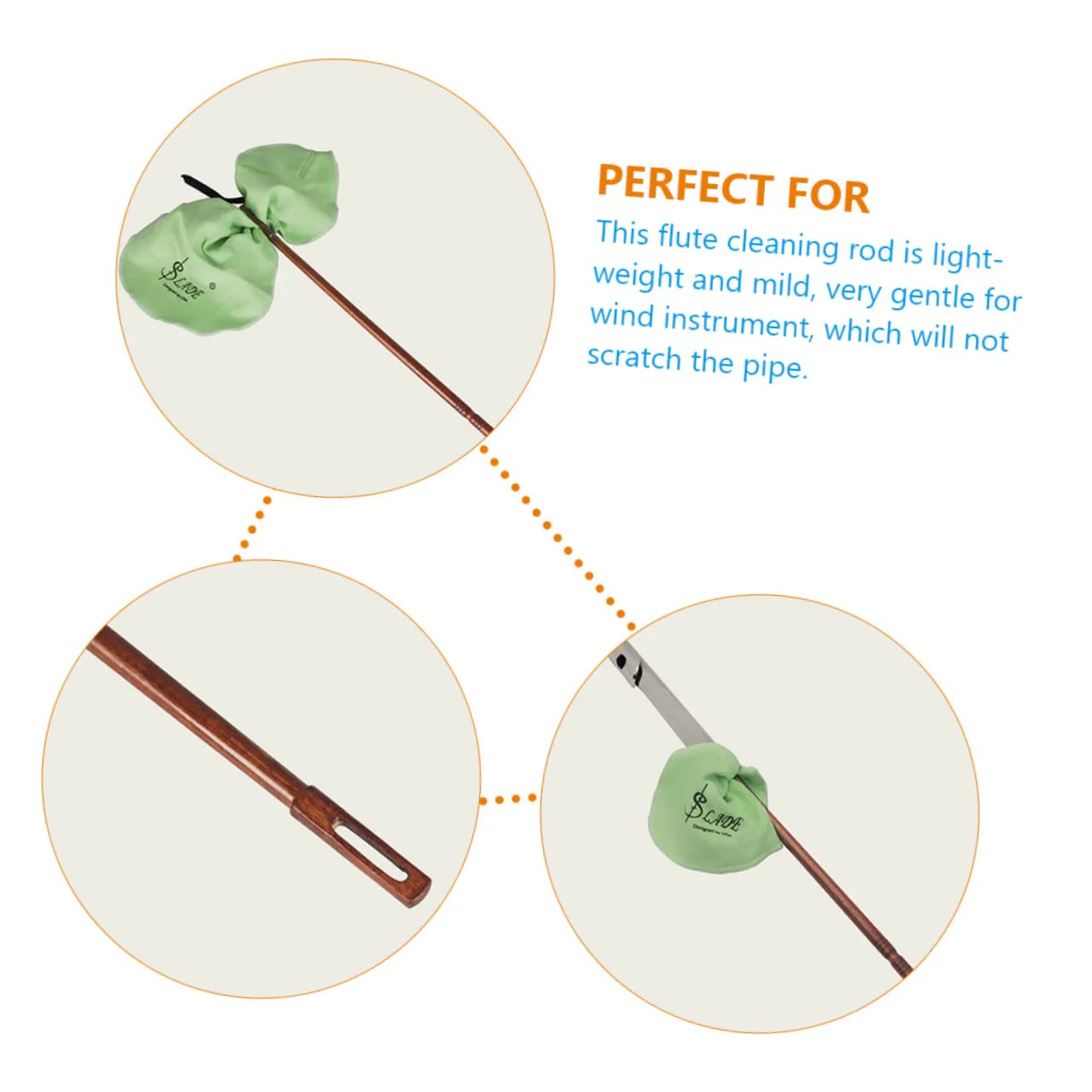 Flute Cleaner Flute Cleaning Wooden Rod Wind Instrument Cleaner Flute Clean Tool wind instruments flute sticks cleaning kit Flute Cleaning Stick Tool cleaning cloth care - Image 5