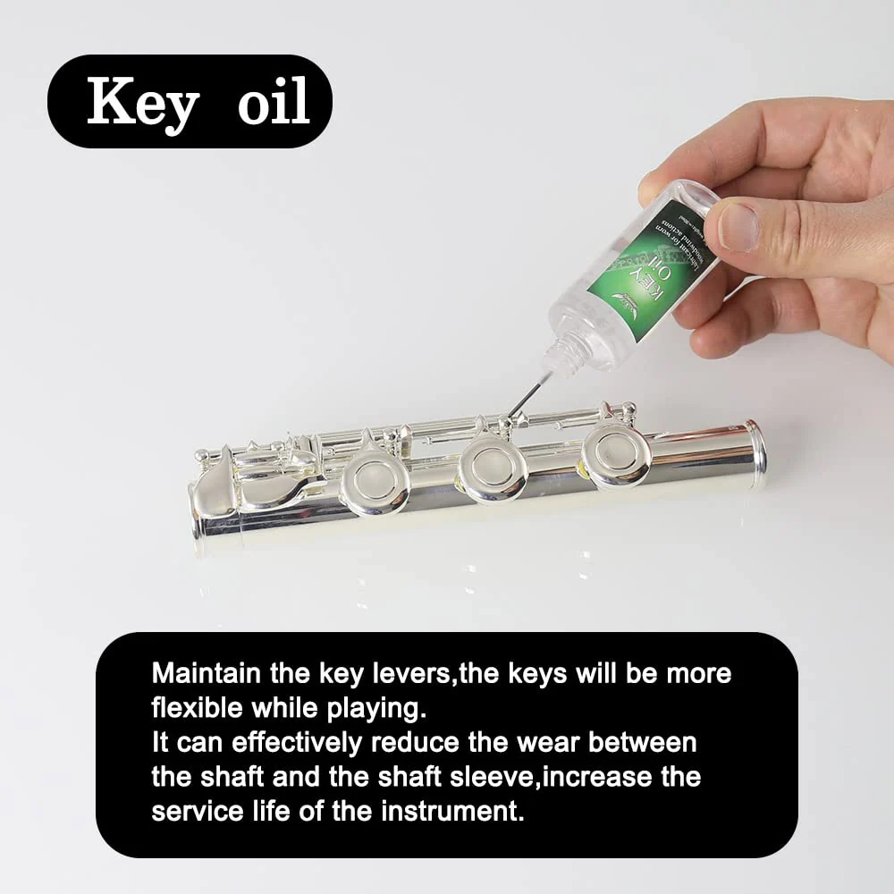 Flute Cleaning cleaner Care Maintenance Kit,Key Oil,Cork Grease,Swab,Cleaning Cloth,2PCS Cleaning Brush,Cleaning Rod - Image 3