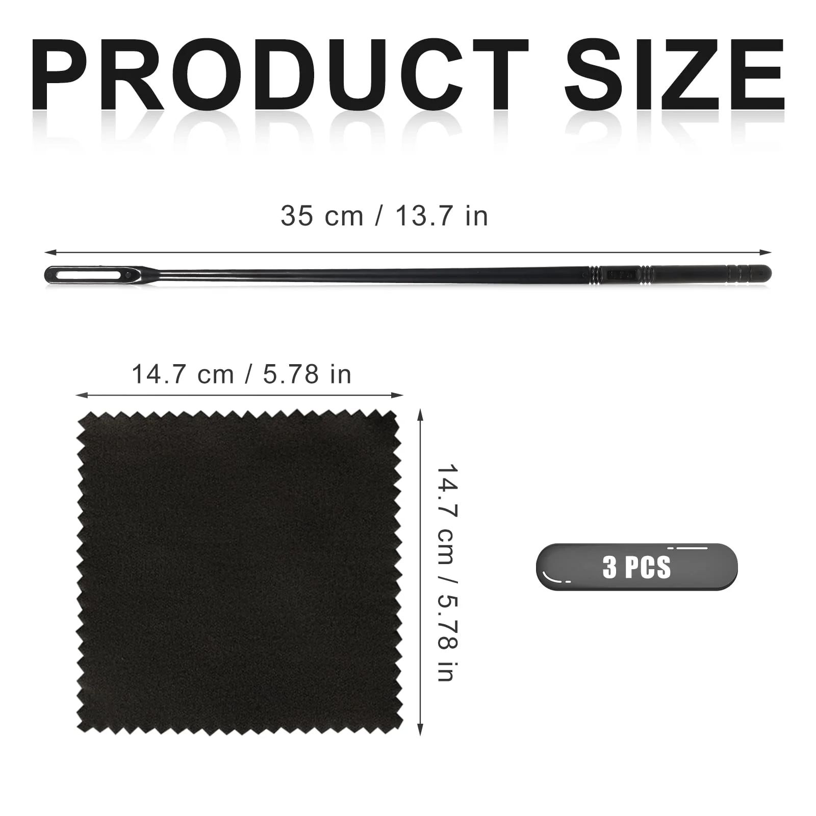 Flute Cleaning Kit, 3pcs Flute Cleaning Cloth with 1pc Flute Cleaning Rod Cleaning Rag & Swab Supplies for Easy Polishing Inside Care (Black) - Image 2