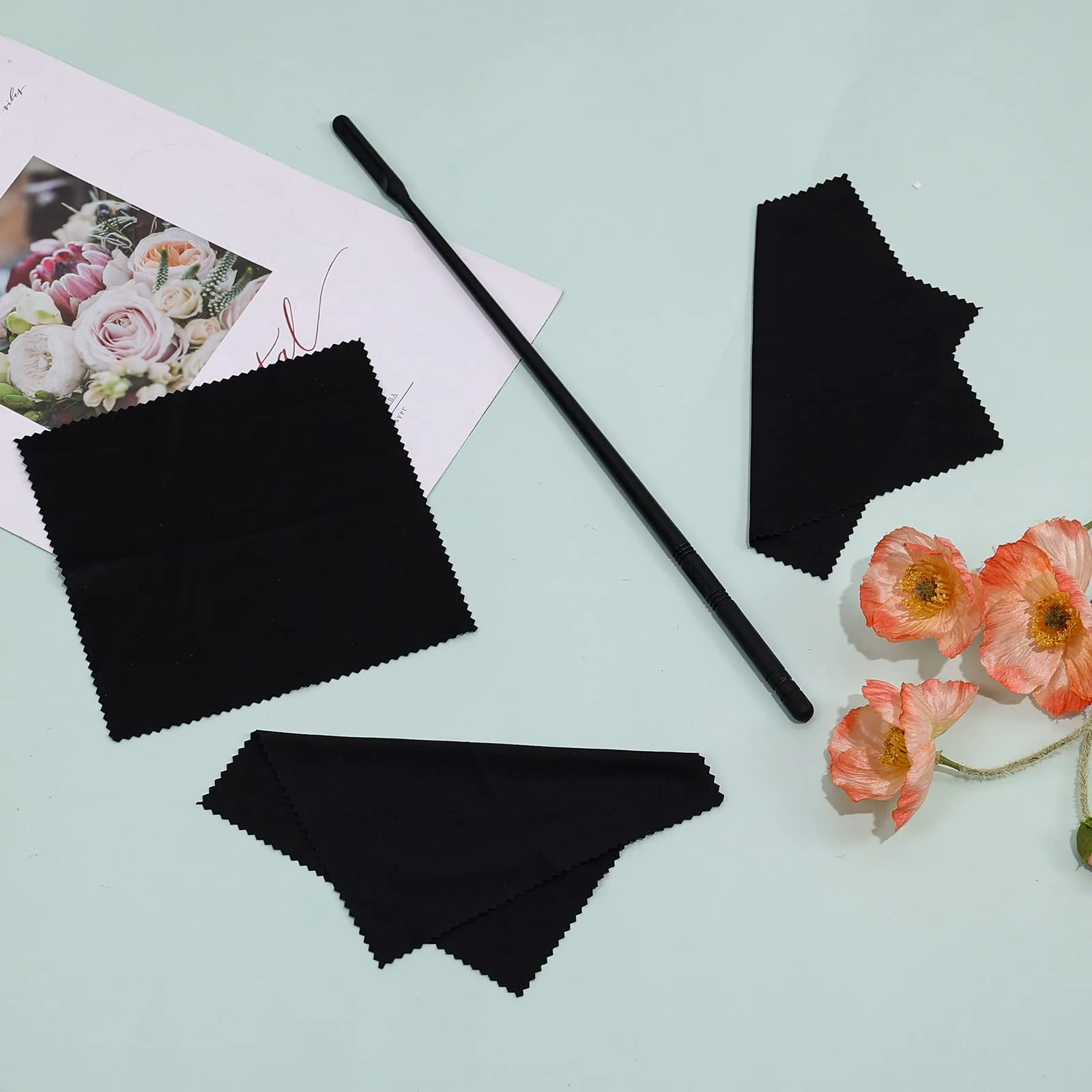 Flute Cleaning Kit, 3pcs Flute Cleaning Cloth with 1pc Flute Cleaning Rod Cleaning Rag & Swab Supplies for Easy Polishing Inside Care (Black) - Image 3